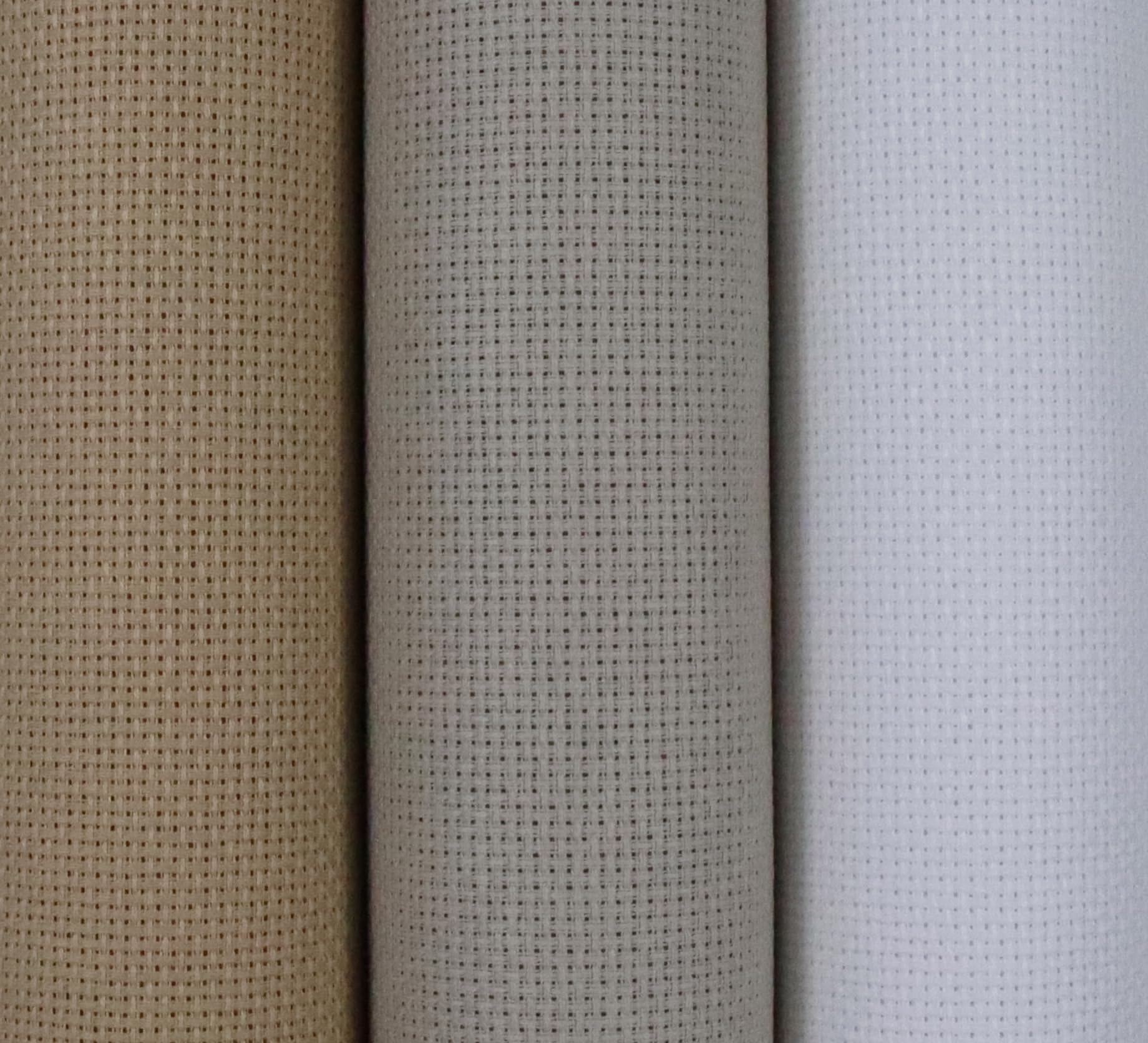 KCS 3 pc of 15" x 18"(38cmx45cm) 16 Count Cross Stitch Cotton Aida Cloth Needlework Rolled Fabric Box,16CT,Khaki+Pearl Grey+White