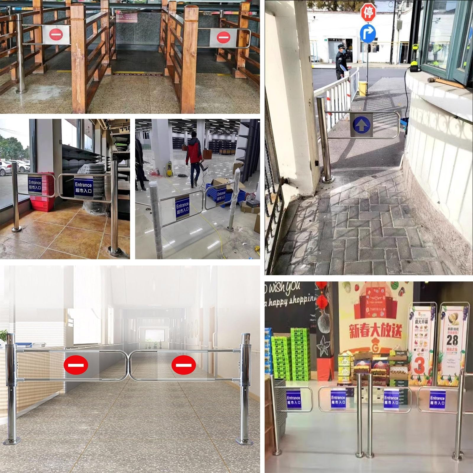 HDYZJQ Entrance Manual One-Way Door, 20 22 24 26 28 30 34 36 40 in Wide Automatic Rebound Swing Gate Gate with Spring, Hand Push Stainless Steel Store Access Door(Wide 39 3/8