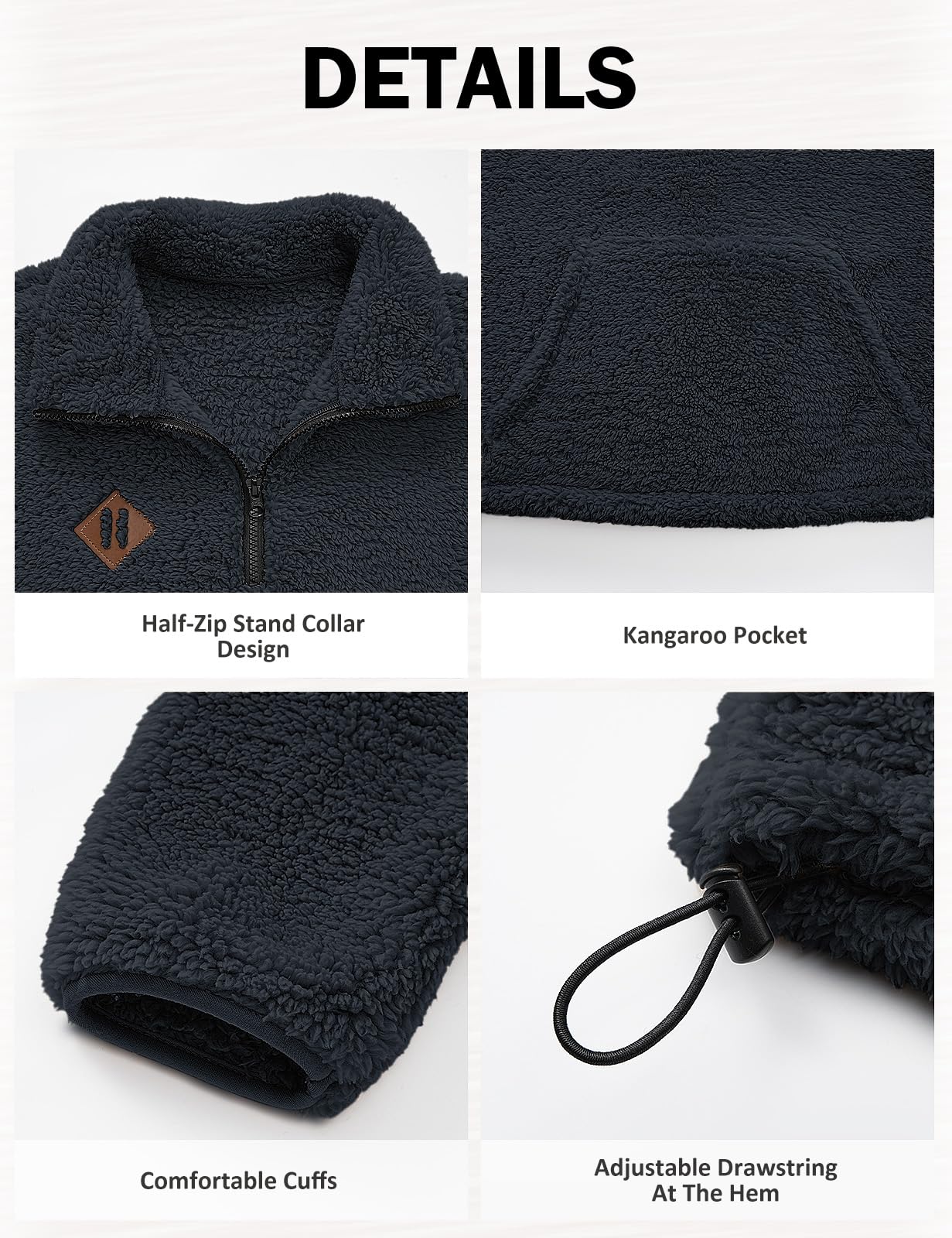 Vancavoo Sweat Polaire Femme Demi-Zip Pull Teddy Chaud Sweatshirt