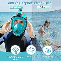Vista 4 de Greatever G2 Adults Kids Full Face Snorkel Mask 2 Pcs,Snorkeling Gear with Latest Dry Top System,Foldable 180 Degree Panoramic View,Safe