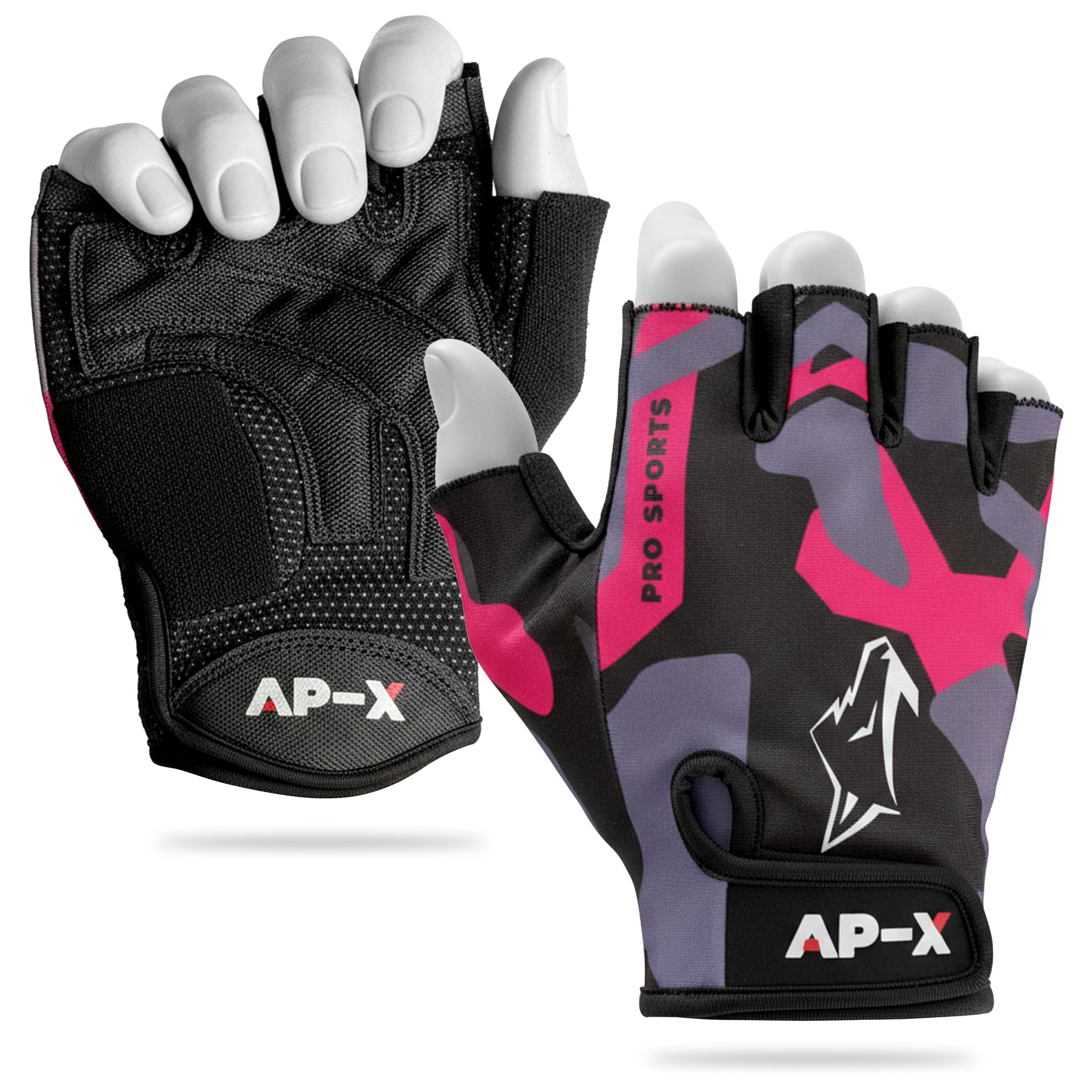 APEX Weight Lifting Gloves - Anti-Slip Padded Palm Protection for Gym, Exercise & Training - Men & Women Fitness Workout (Pink, L)