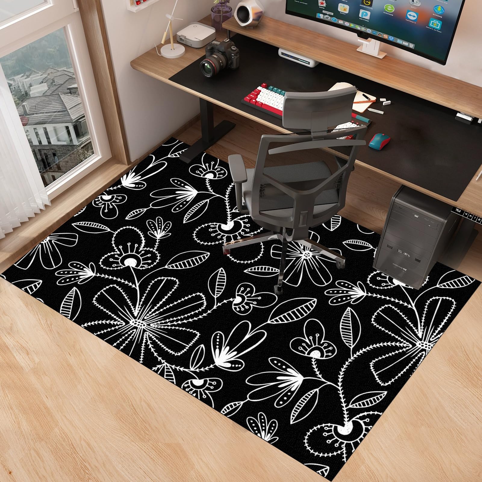 Tkuhknag Tappeto Per Sedia Ufficio Gaming Tappetino Per Pavimenti 120 X 140 Cm Tappetini Per Sedia Da Ufficio Per Pavimenti Antiscivolo Protettivo Rettangolare Tappetino Di Protezione Per Pavimento - 2
