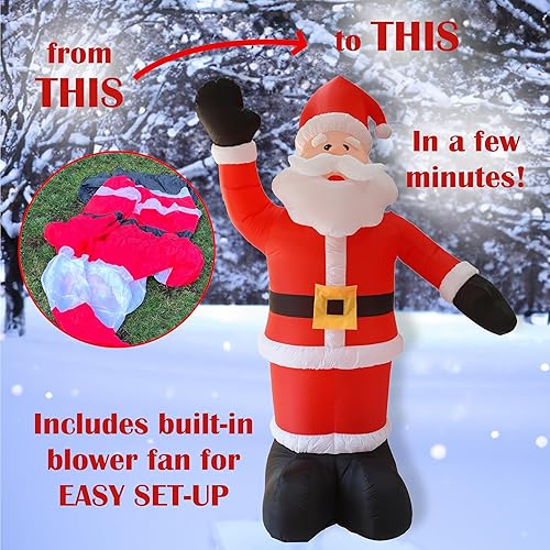 Miniatura 5 de Inflables de Navidad de 8 pies con Papá Noel  Decoraciones navideñas para exteriores con luces LED integradas