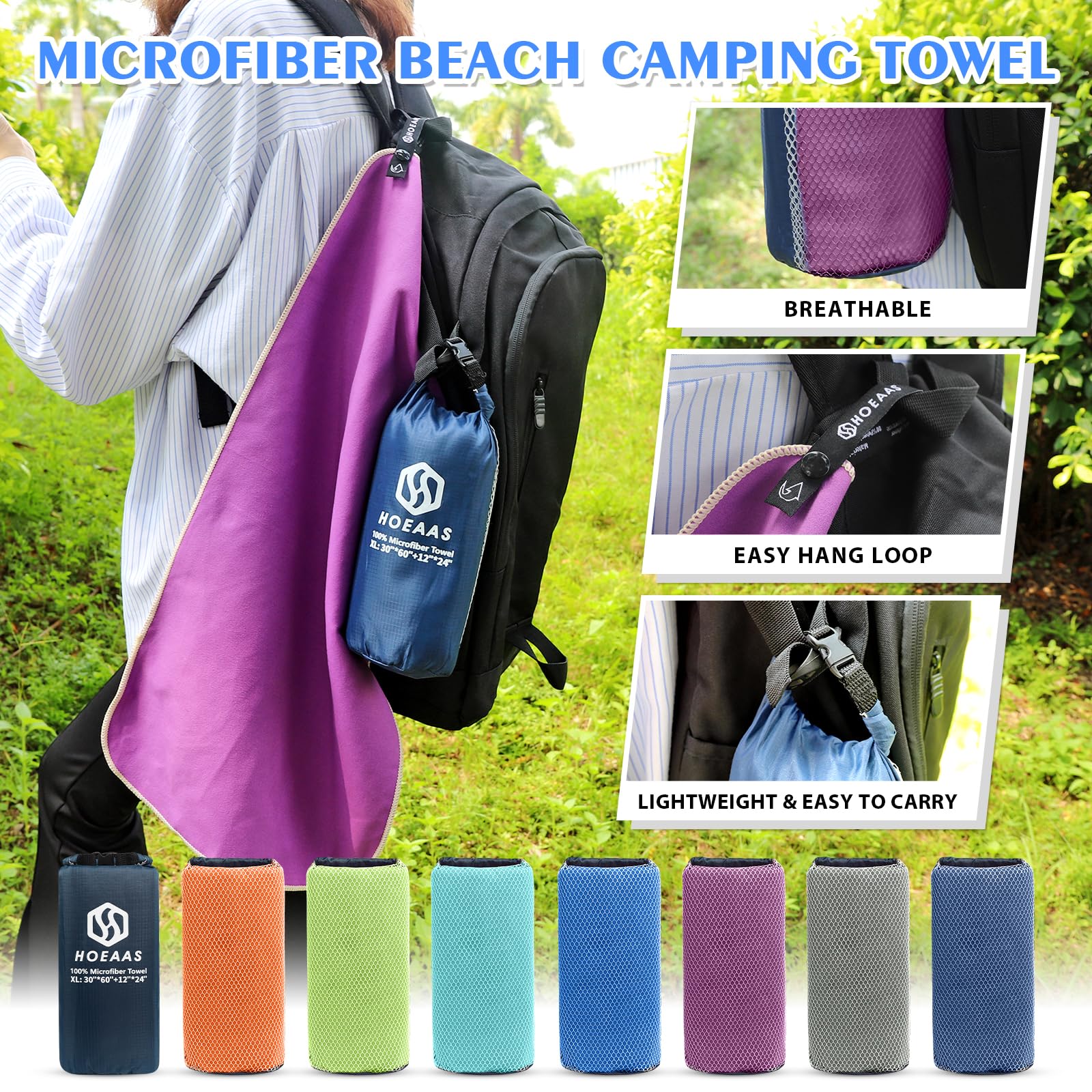 Amazon.co.jp: HOEAAS マイクロファイバースポーツトラベルタオル