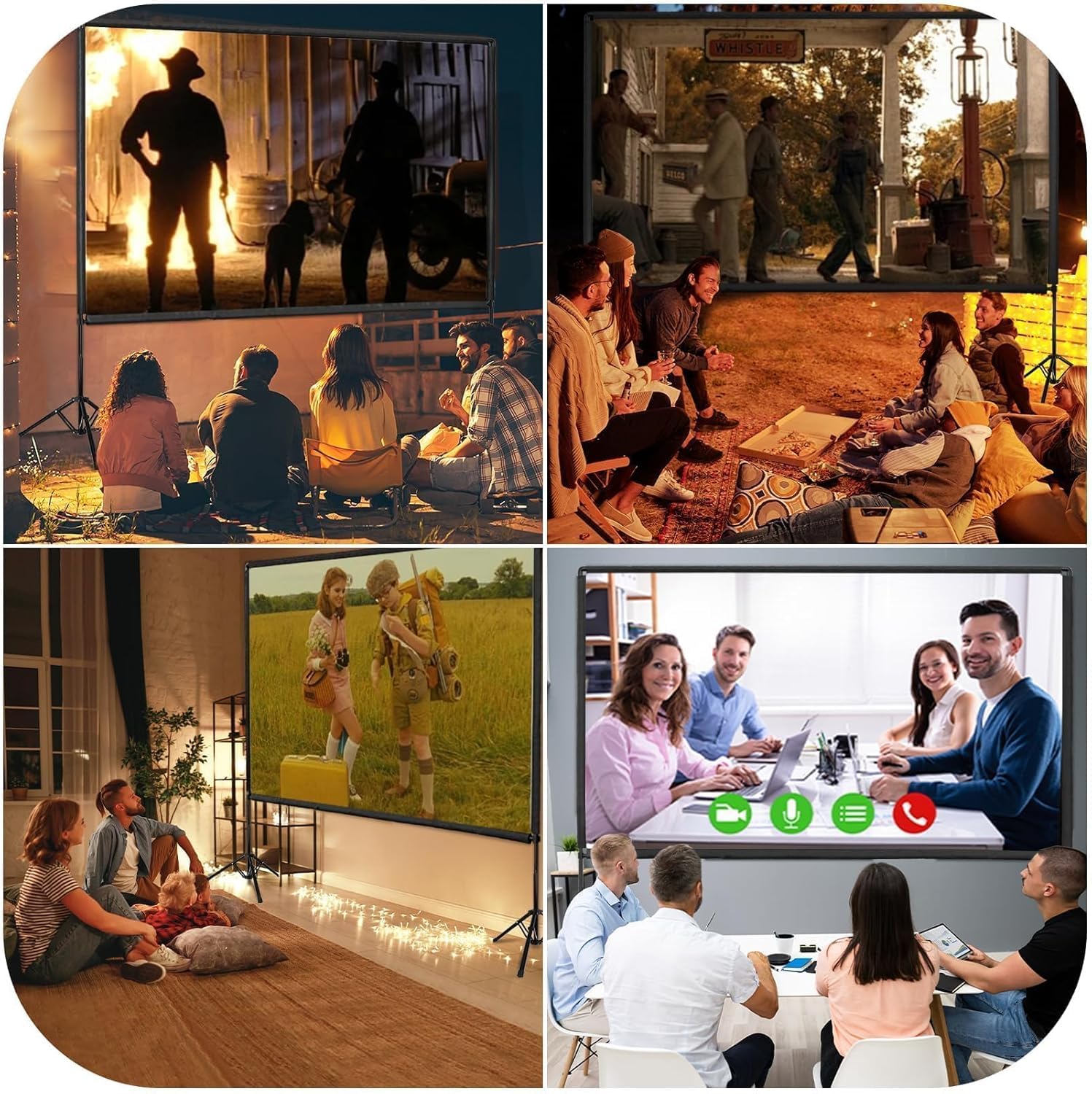 EMART Écran de Projection avec Support 100 Pouces, Écran Videoprojecteur Portatif 16:9 4K Avant et Arrière HD, Toile de Projection sur Pied pour Cinéma Maison, Bureau