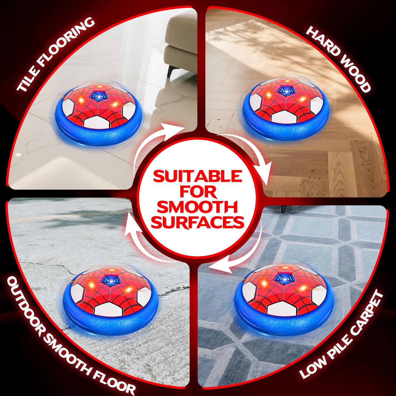 Airplane Launcher Toy & Spider Hover Soccer Ball Set for Kids | 3 Pack Spider Foam Gliders Air Planes, 3-in-1 Rechargeable Toddler Air Floating Football Toy Ball with Led for Boys Birthday