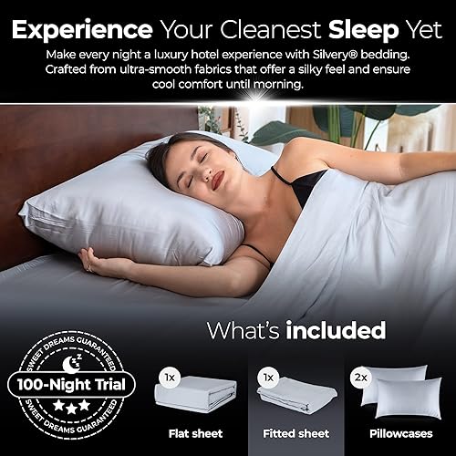 Miniatura 6 de Silvery Juego de sábanas con infusión de plata, tela de auto-enfriamiento galardonada con tecnología Silvery autolimpiante que se mantiene fresca 3