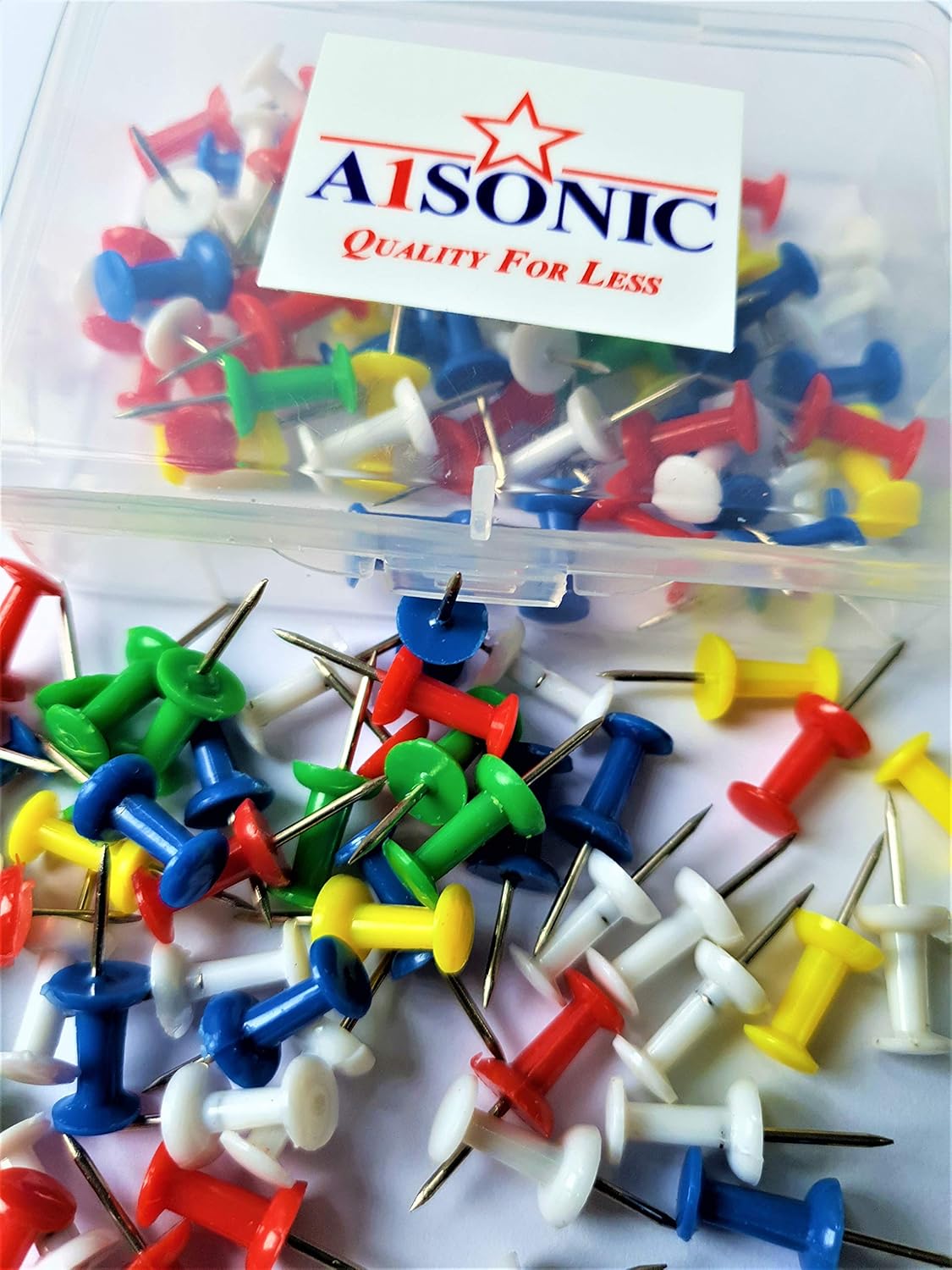 A1SONIC® Assorted Color Hanging Box Push Pin Box (Pack of 100) Amazon