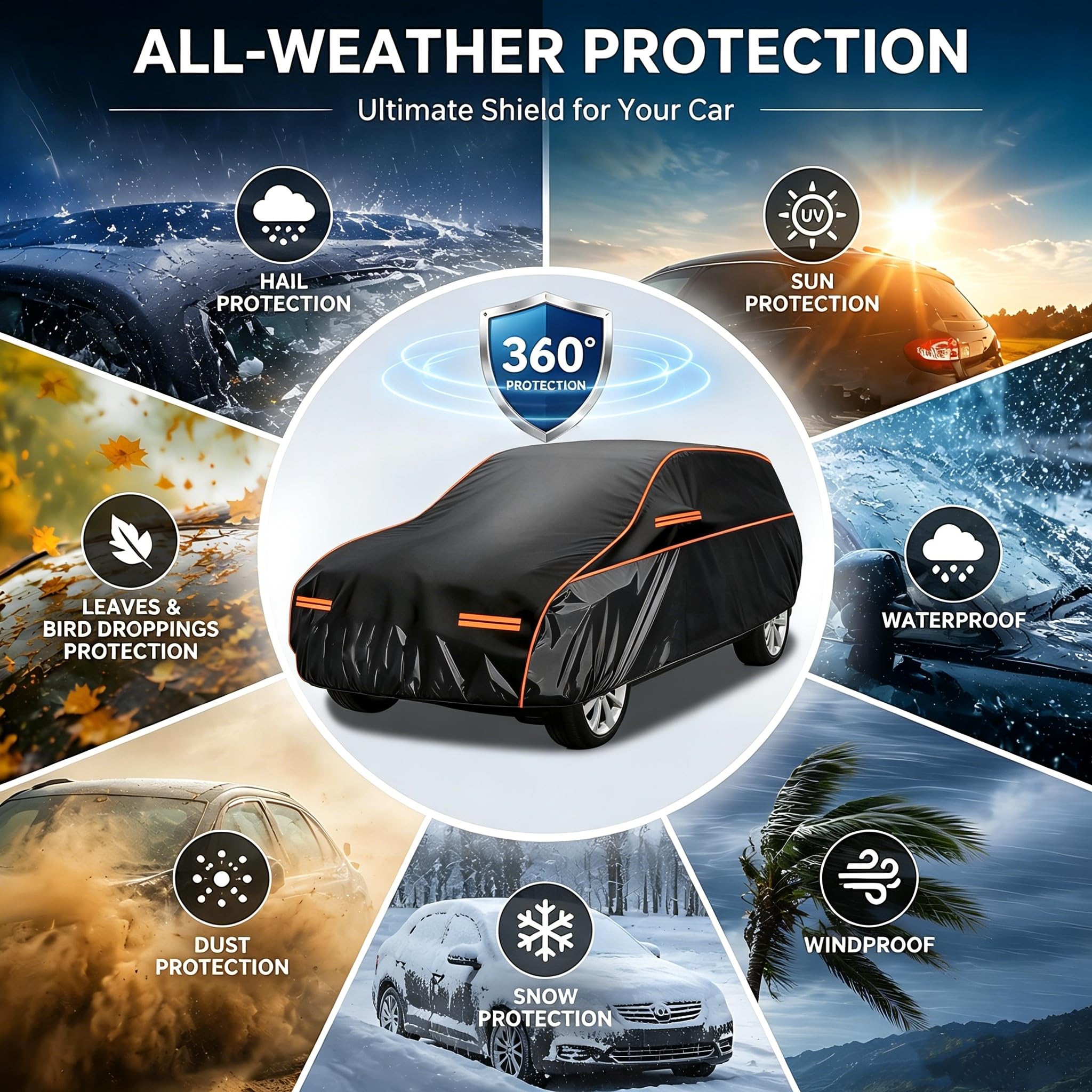 Autoschutzdecke Hagelschutz für VW Scirocco III Coupe 2008-2017, 3-lagige Autoschutzhülle, wasserdicht & atmungsaktiv, stoßfest gegen Hagel, Schnee & UV, mit Polsterung & Tasche-h781hb