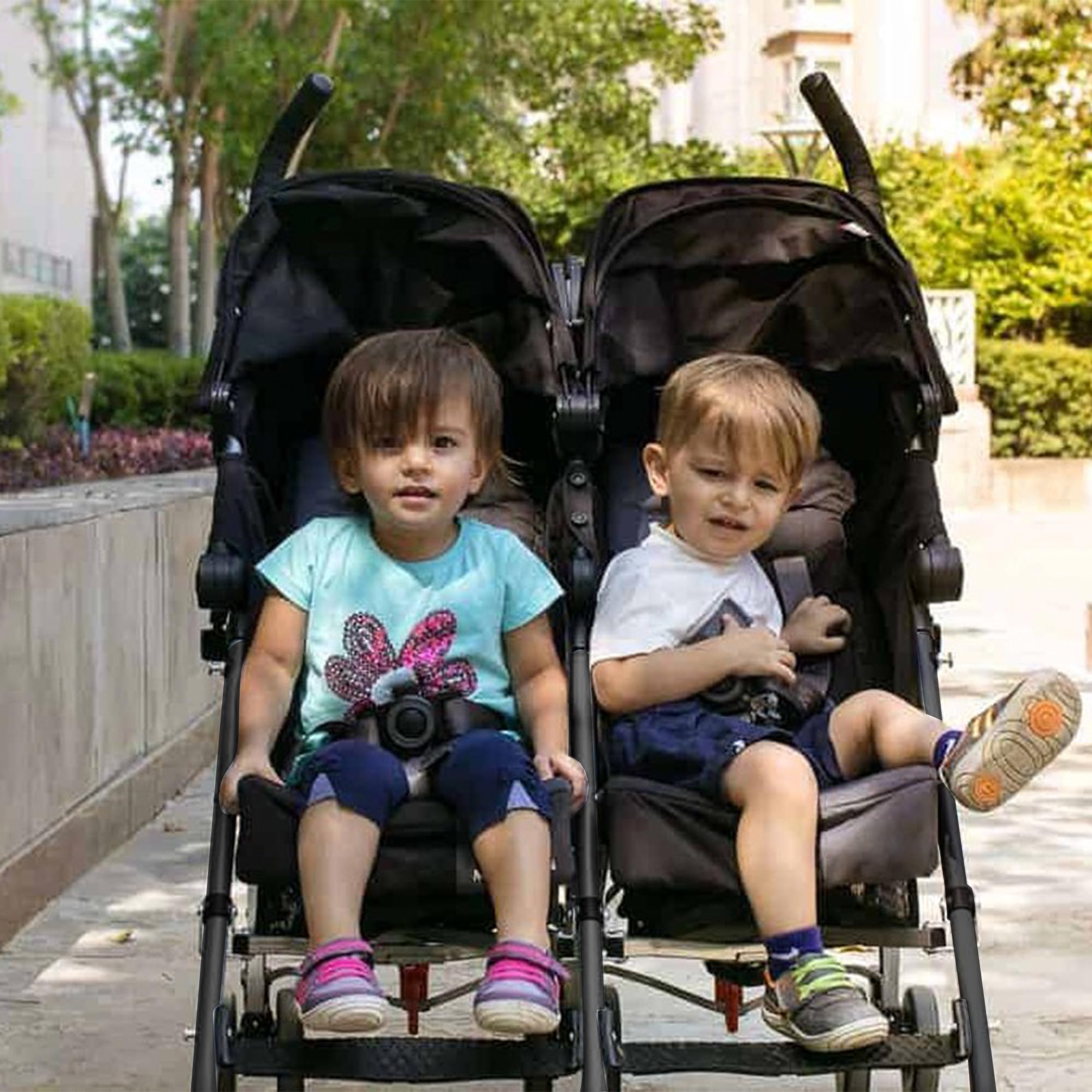 Miles Kinderwagen Buggy 2 in 1 - klein zusammenklappbar - 6 Monaten bis 4 Jahre - Baby Wagen belastbar bis 44kg - Kinderbuggy klappbar - kompact & faltbar - Schwarz
