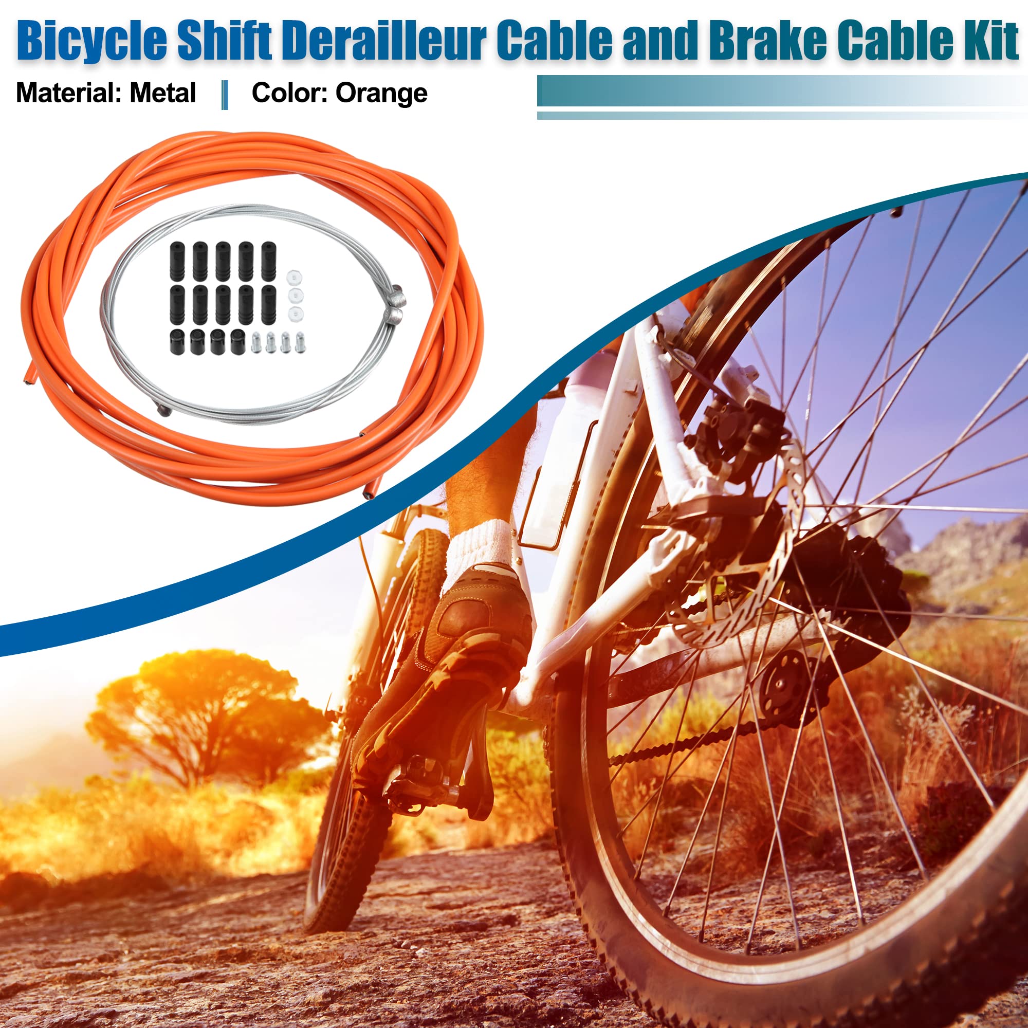 X AUTOHAUX Fahrrad-Schaltwerk & Bremszug Set – Universal-Kit Für MTB, Rennrad, Citybike In Orange