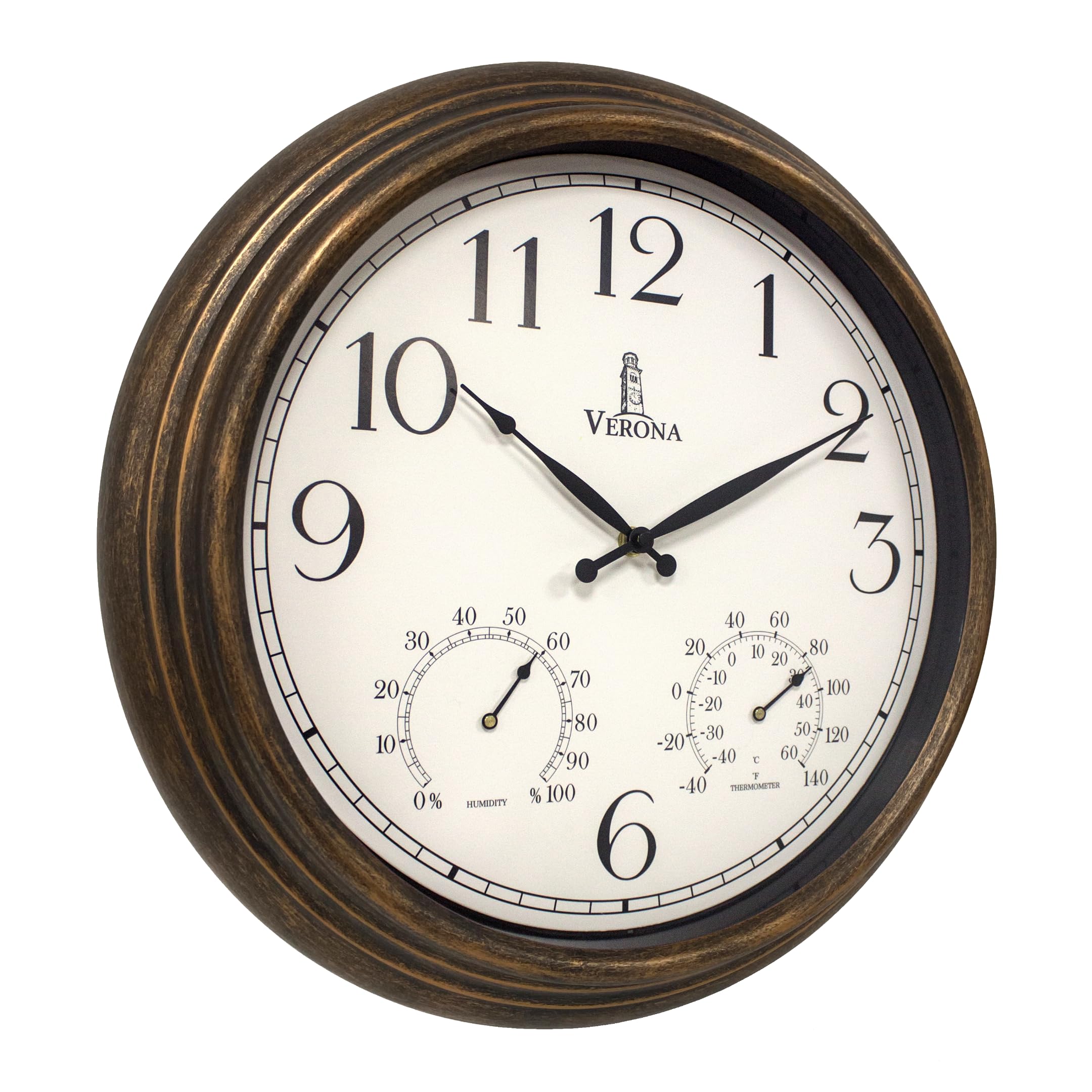 Outdoor Clocks for Patio Large Waterproof with Thermometer - 18 inch Indoor Outdoor Wall Clock with Temperature and Humidity Combo - Weatherproof, Accurate & Easy to Read for Pool, Garden & Home Decor