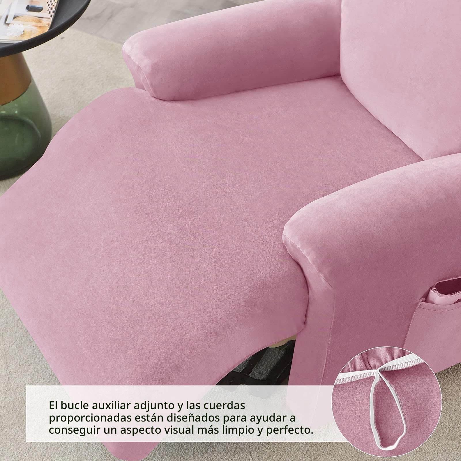 Funda elástica de terciopelo para sillón reclinable, 4 piezas, antideslizante, suave, para relajarse, protector de ajuste universal para decoración del hogar, fácil cuidado