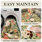 5x7 Rug de zone lavable pour le salon, Floral Non-dépliant Non-Étage & Easy Care Soft Low Pile Boho Sol intérieur Tapis pour salon Chambre Ferme Salle à manger Enfants Salle de jeux Maison Décor Rug Green