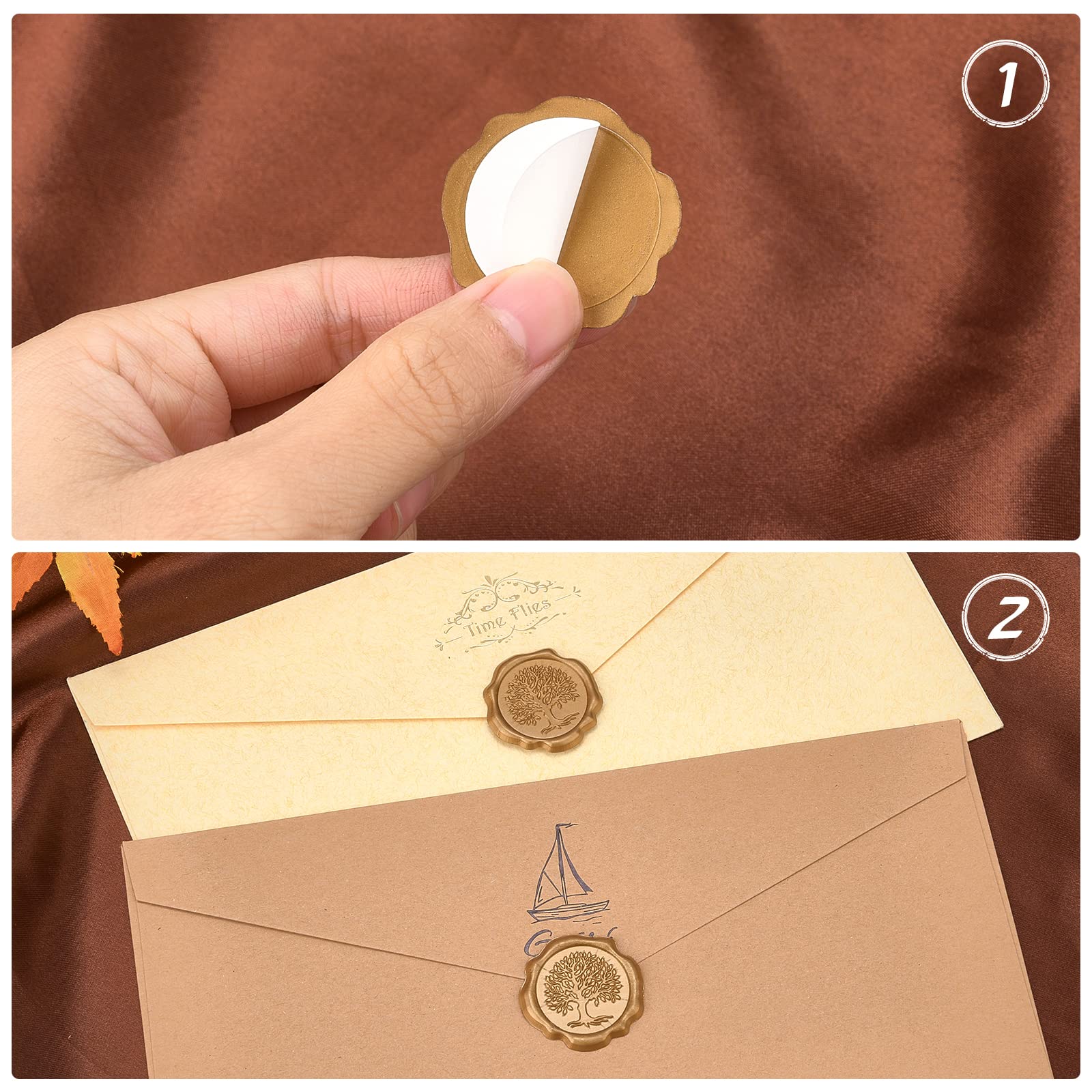Autocollants Sceau Cire Arbre De Vie - Lot De 50 - Adhésifs Pour Enveloppes Et Cadeaux