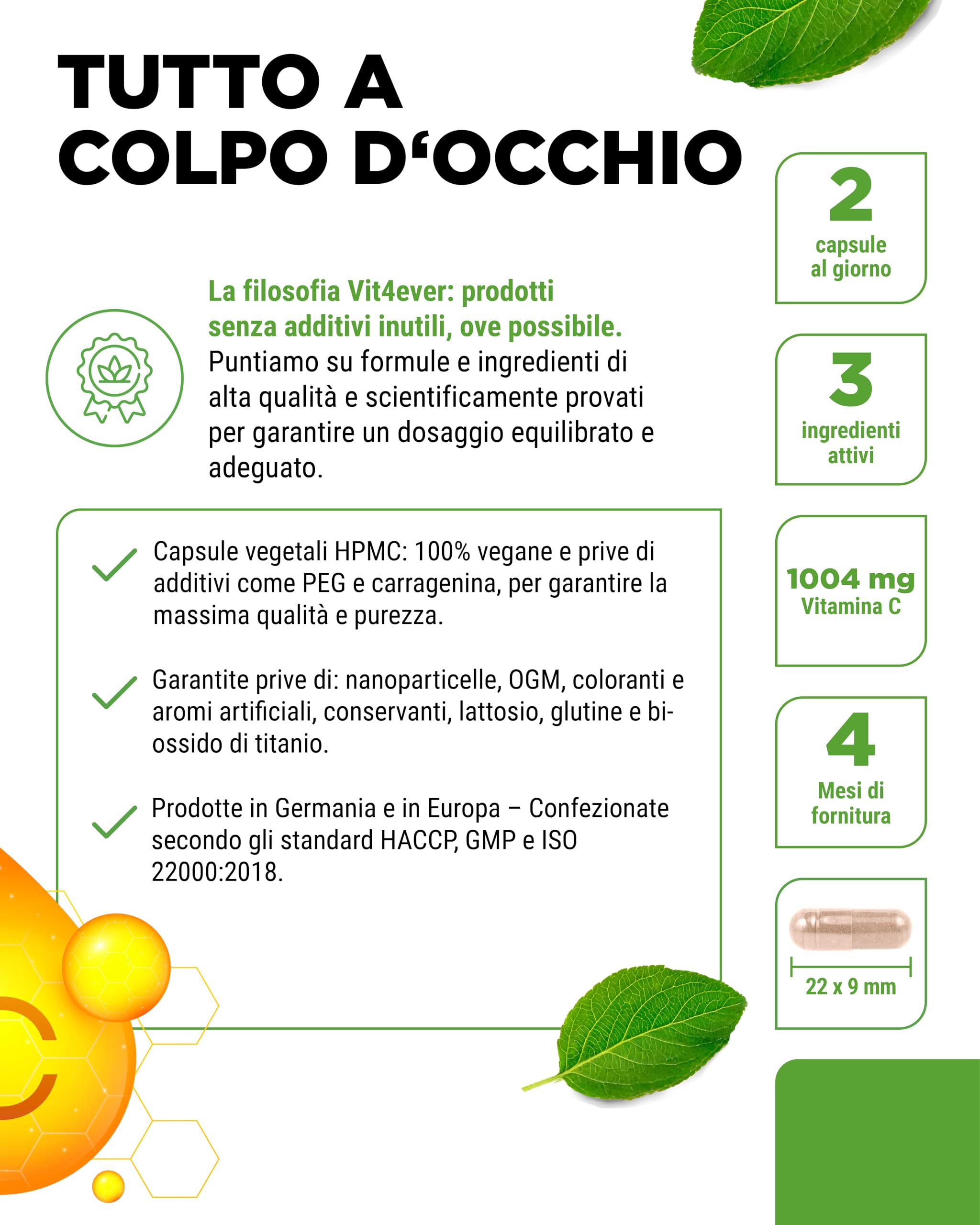 Vitamina C liposomiale - 240 capsule vegane - Premium: altamente dosata con 1000 mg di vitamina C pura al giorno - Biodisponibilità particolarmente elevata