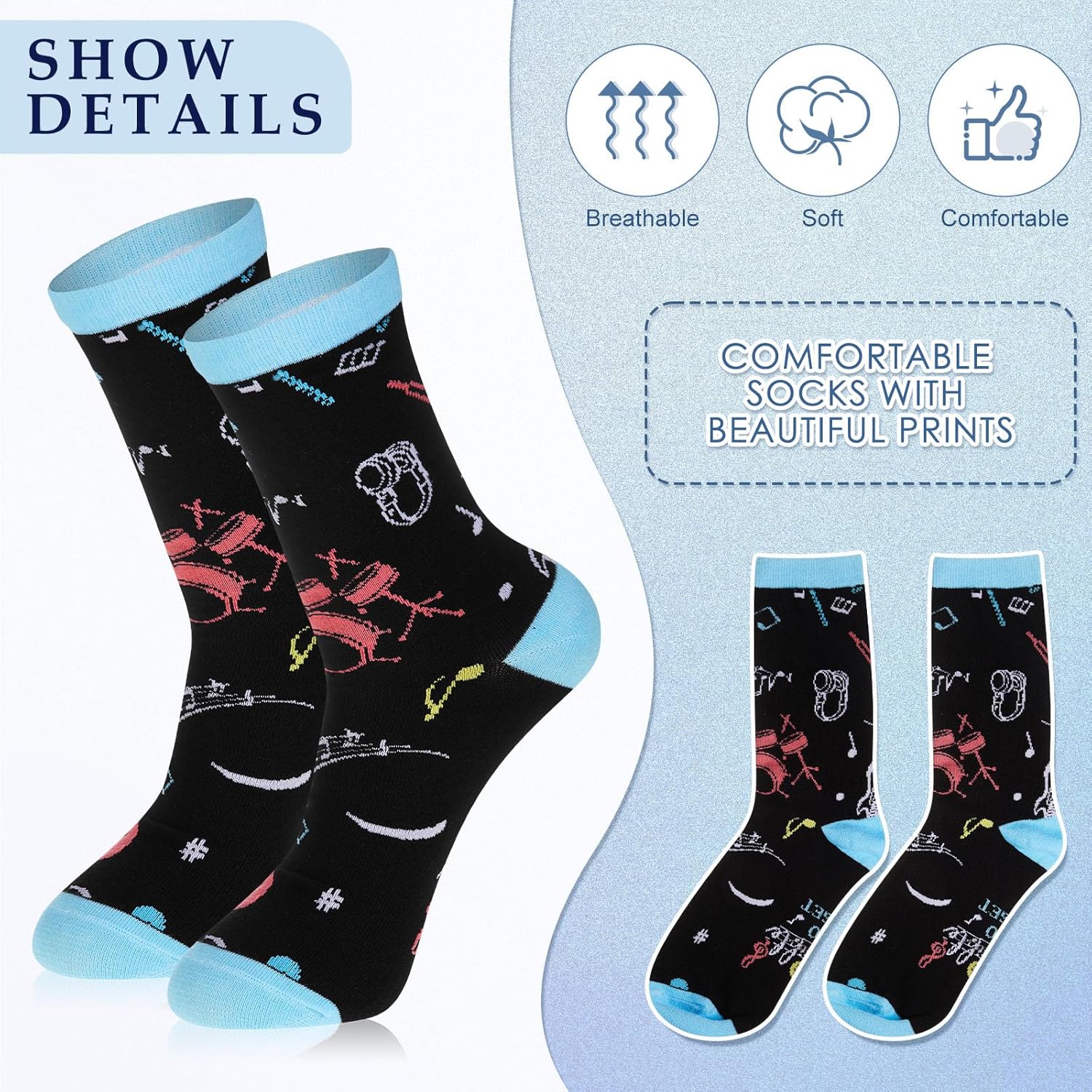 4 Pcs Christmas Music Teacher Appreciation Gifts Set Include Coffee Mug Novelty Socks Keychain and Lanyards for ID Badges Thank You Teacher Gifts for Women Men - Image 3