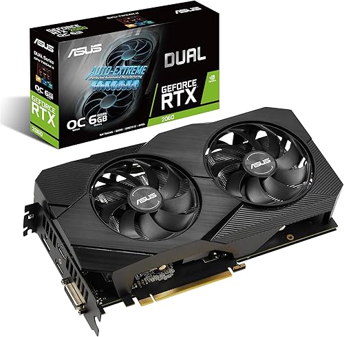 ASUS GeForce RTX 2060 Overclocked 6G GDDR6 Doble ventilador EVO Edition VR Ready HDMI DisplayPort DVI tarjeta gráfica (DUAL-RTX2060-O6G-EVO)