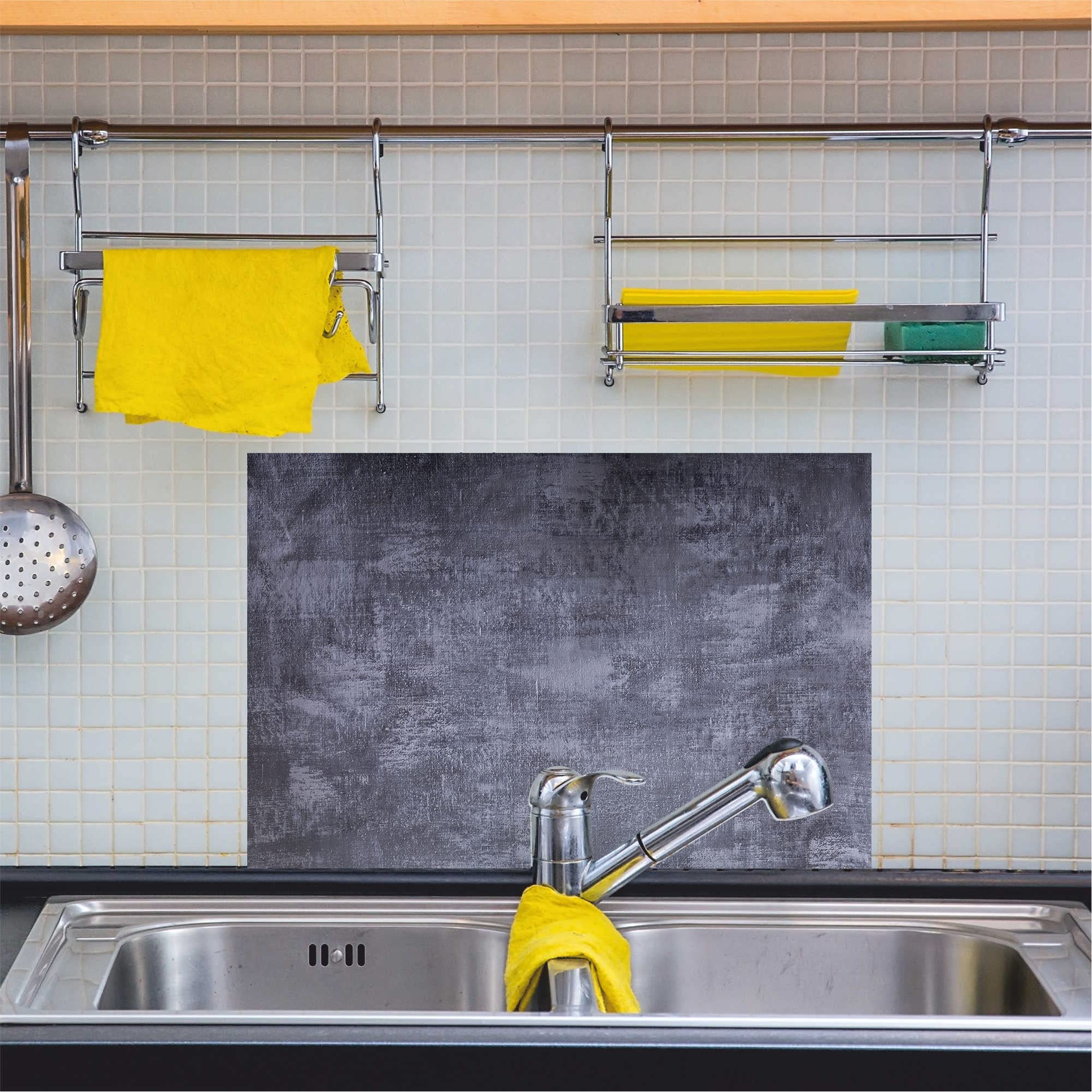 INDIGOS UG - Pannello posteriore da cucina per piastrelle, grigio cemento, 60 x 60 cm, paraspruzzi in alluminio, resistente al calore, pannello posteriore da cucina, moderno, lavabile, per fornelli e
