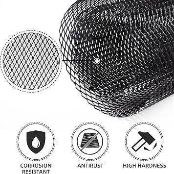 Black Aluminium Car Grill Mesh, 6x12 mm Hole Car Bumper Mesh Grill