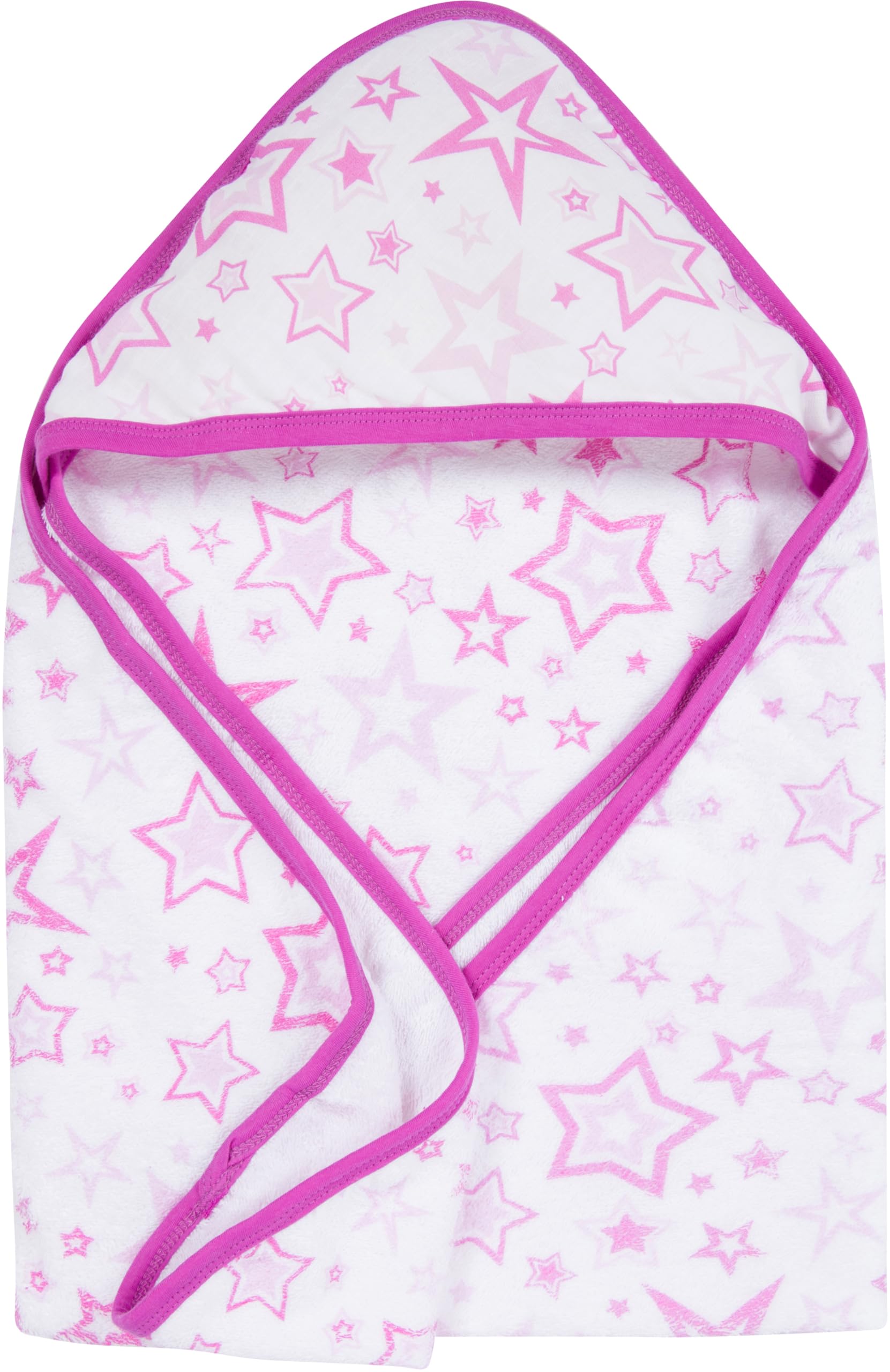 Baby Hooded Bath Towel - Super Soft Terry Cloth with Muslin Hood - Naturally Absorbent for Quick Drying - Gentle, Durable, &amp; Long-Lasting - Perfect for Newborns &amp; Infants (Pink Stars, 1-Pack)