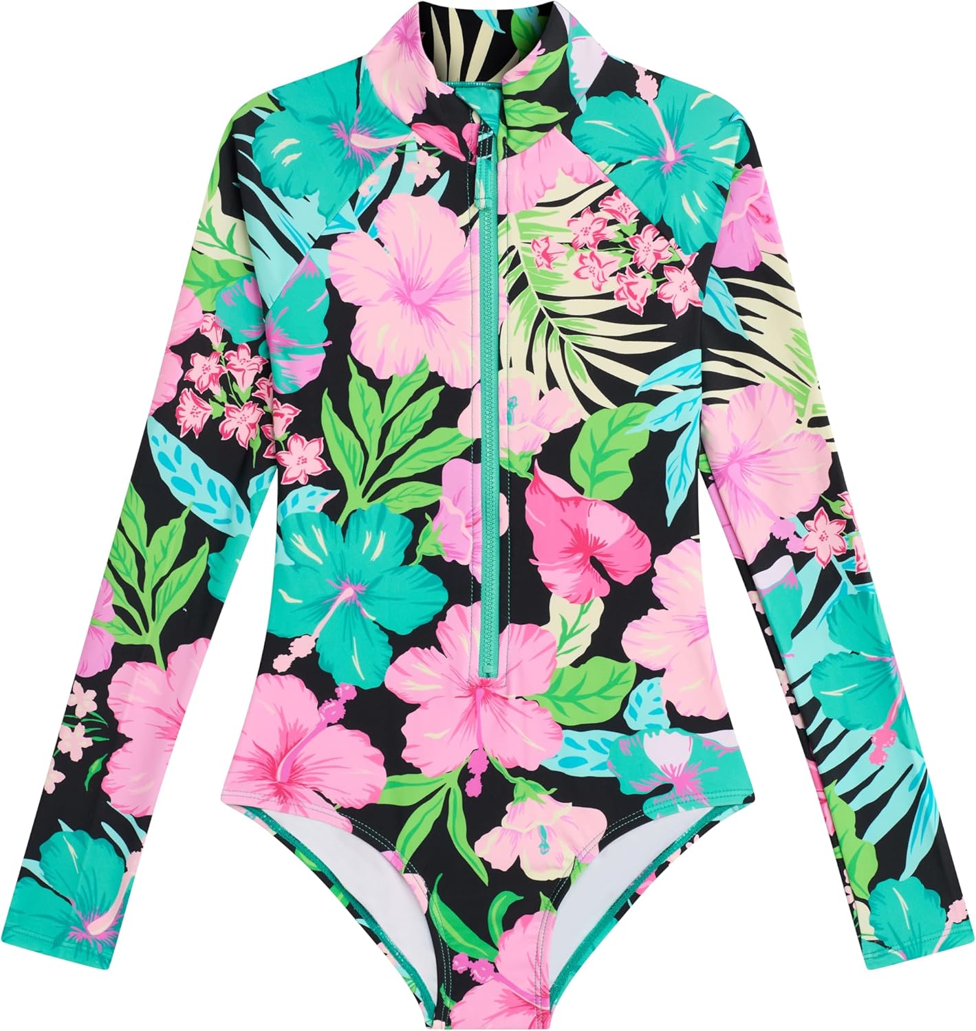 Kanu Surf Girls' Laurel Beach Sport UPF 50 Zip Front One Piece Swimsuit