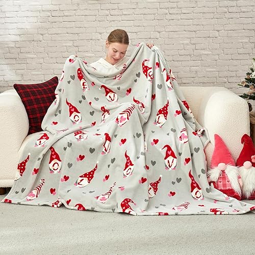 Miniatura 10 de Cozy Bliss - Manta de duende de Navidad de forro polar, manta de felpa súper suave y acogedora para sofá, sofá cama y cama (familia de duendes
