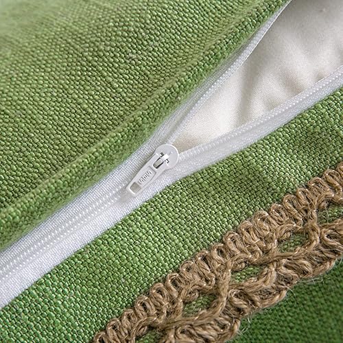 Miniatura 3 de Phantoscope - Juego de 2 fundas de almohada decorativas para casa de granja lino bordes acabados a medida Poliéster  Mezcla de poliéster Verde 18 x