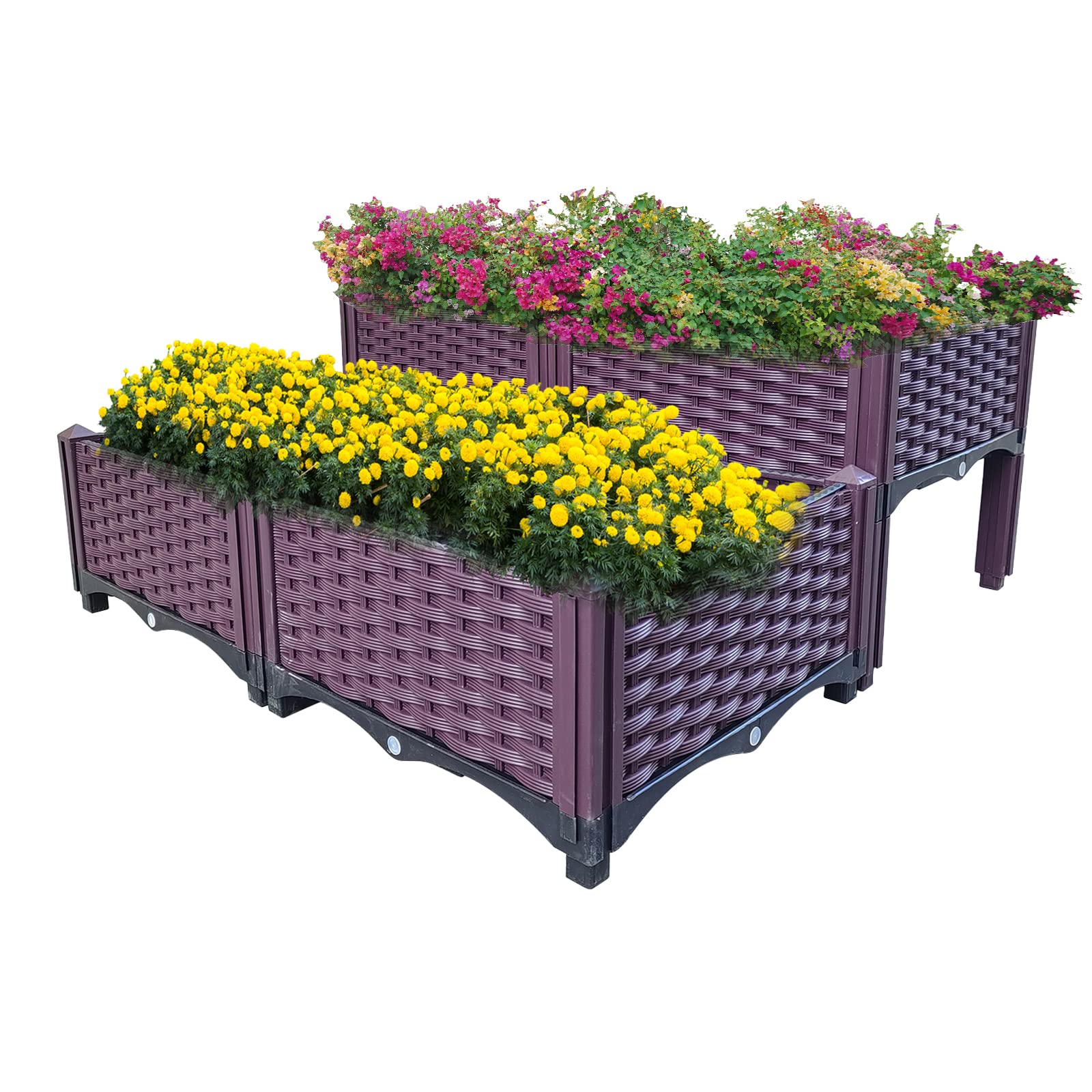 Bancal alto para jardín, kit de plantación de plástico, jardineras altas para interiores y exteriores, balcón, patio, accesorios de jardín, jardinera trapezoidal, fácil montaje