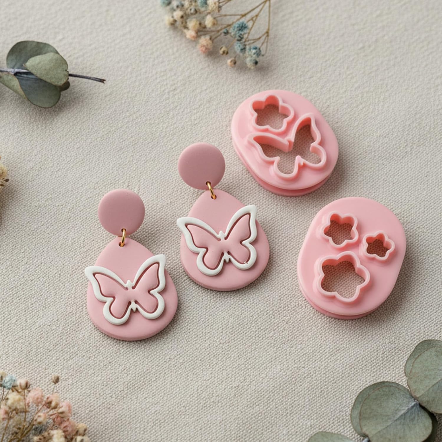 10 Shapes Polymer Clay Cutters Mini Floral Clay Cutters for Polymer Clays Earrings Making Leaf Butterfly Clays Earrings Cutter Polymers Clayes Kit for DIY Tools Jewelry Crafts Making