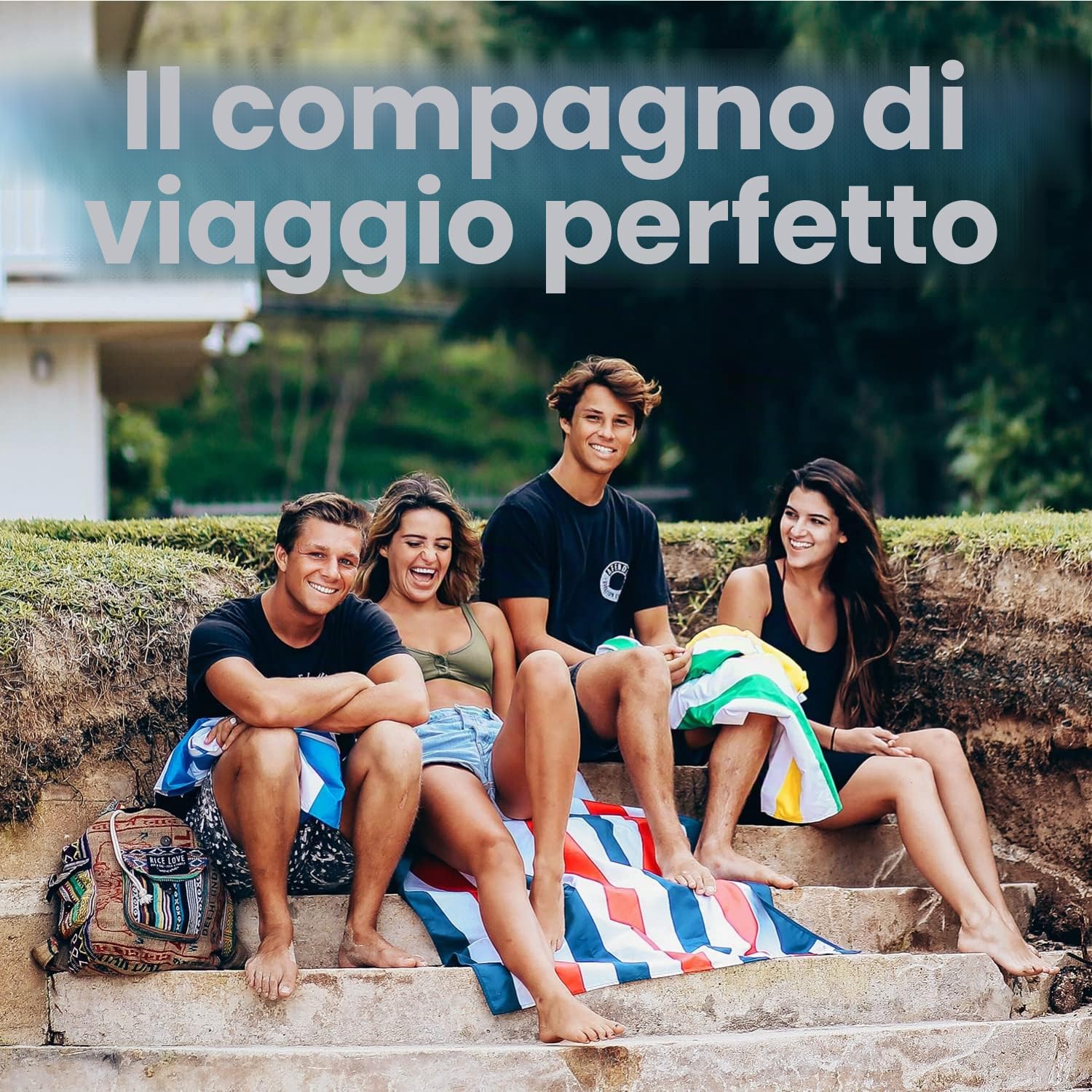 Dock & Bay Telo Mare - Asciugatura Rapida, Senza Sabbia - Compatto, Leggero - Materiali Riciclati al 100% - Include Custodia - Summer - Rainbow Skies, Extra Large (200x90cm, 78x35)
