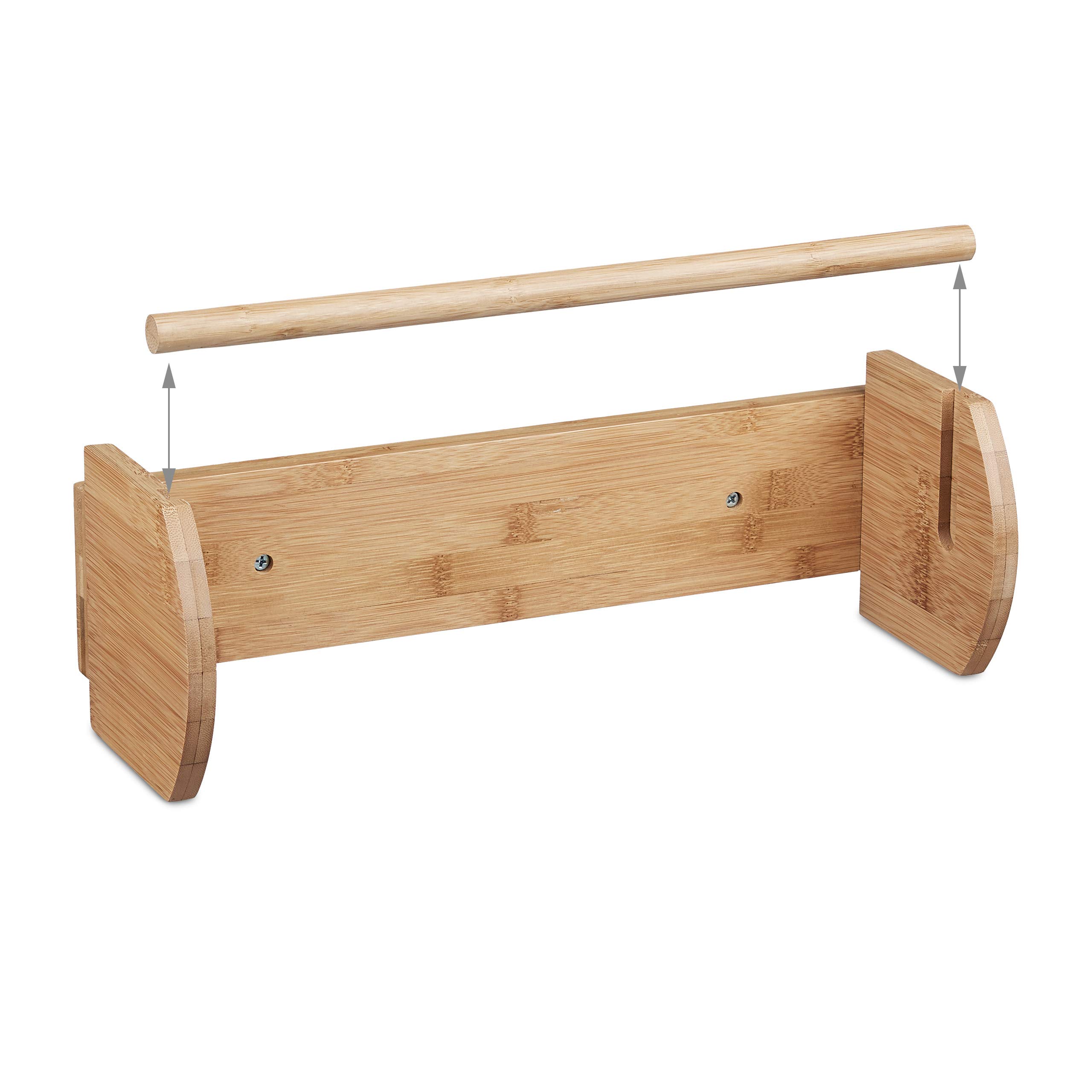 Relaxdays Portarotolo da Parete per la Cucina, in bambù, Supporto a Muro per Rotoli di Carta, Accessorio, Legno Naturale