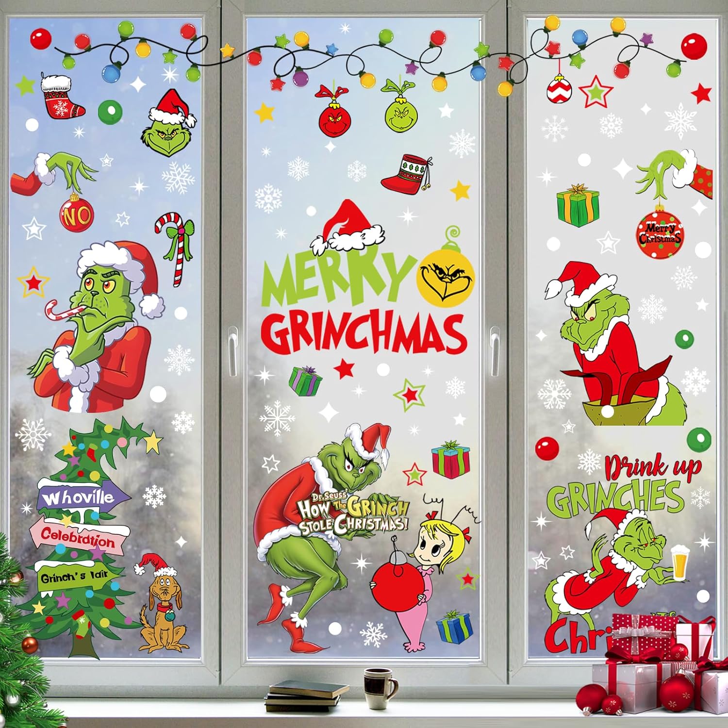 Weihnachts Fensterbilder 2026 - Blaue Schneeflocken Aufkleber, Statisch Ohne Kleber Für Fensterdekoration