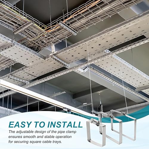 Miniatura 5 de uxcell 3 abrazaderas de manguera rectangular de acero inoxidable 304, ajustables de 2 x 2 pulgadas, abrazaderas de tubo de tubo de conducto de