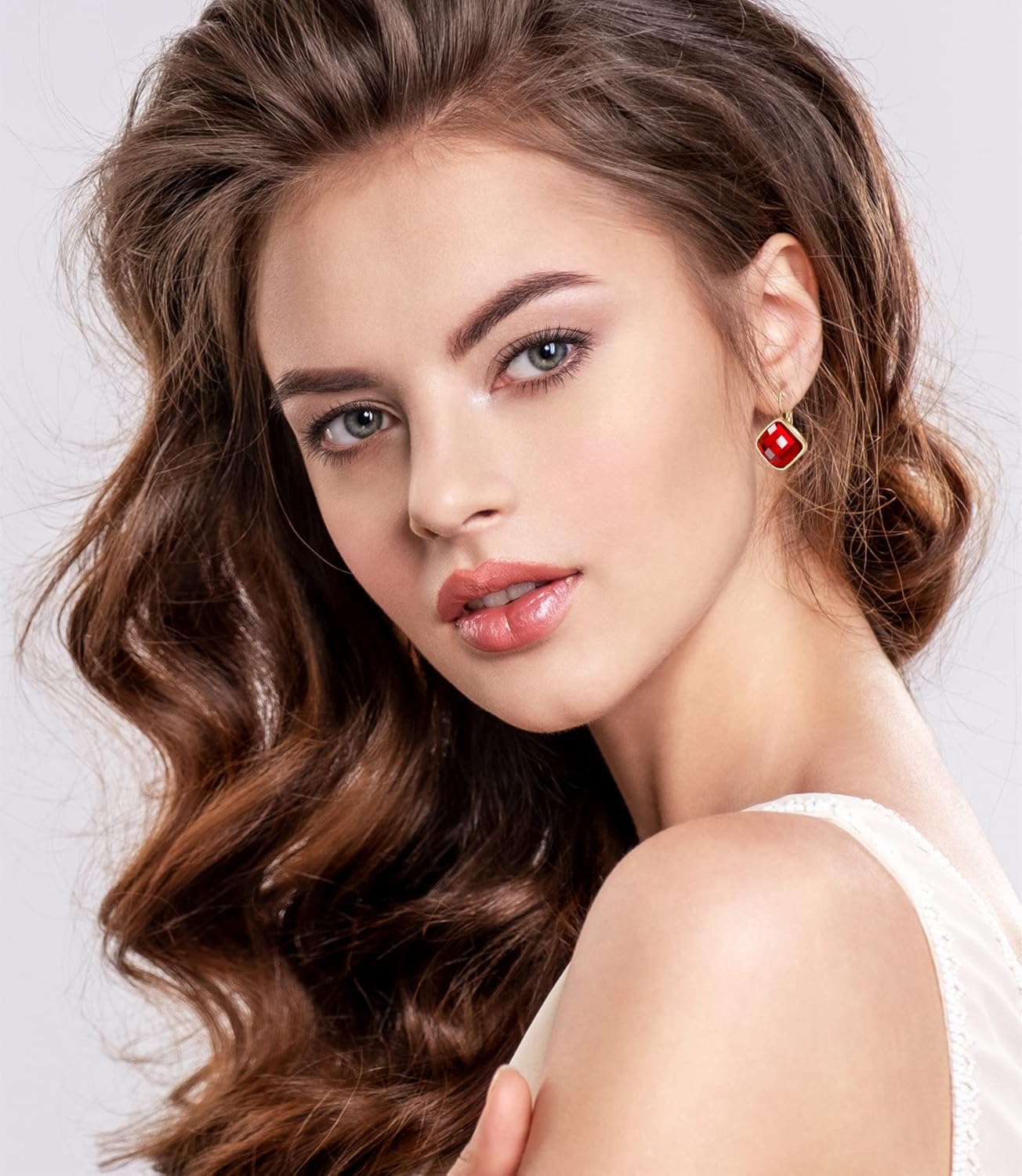 VONSSY Crystal Drop Dangle Earrings Leverback Hoop Hanging Zircon Jewelry Gift for Women Mother Wife