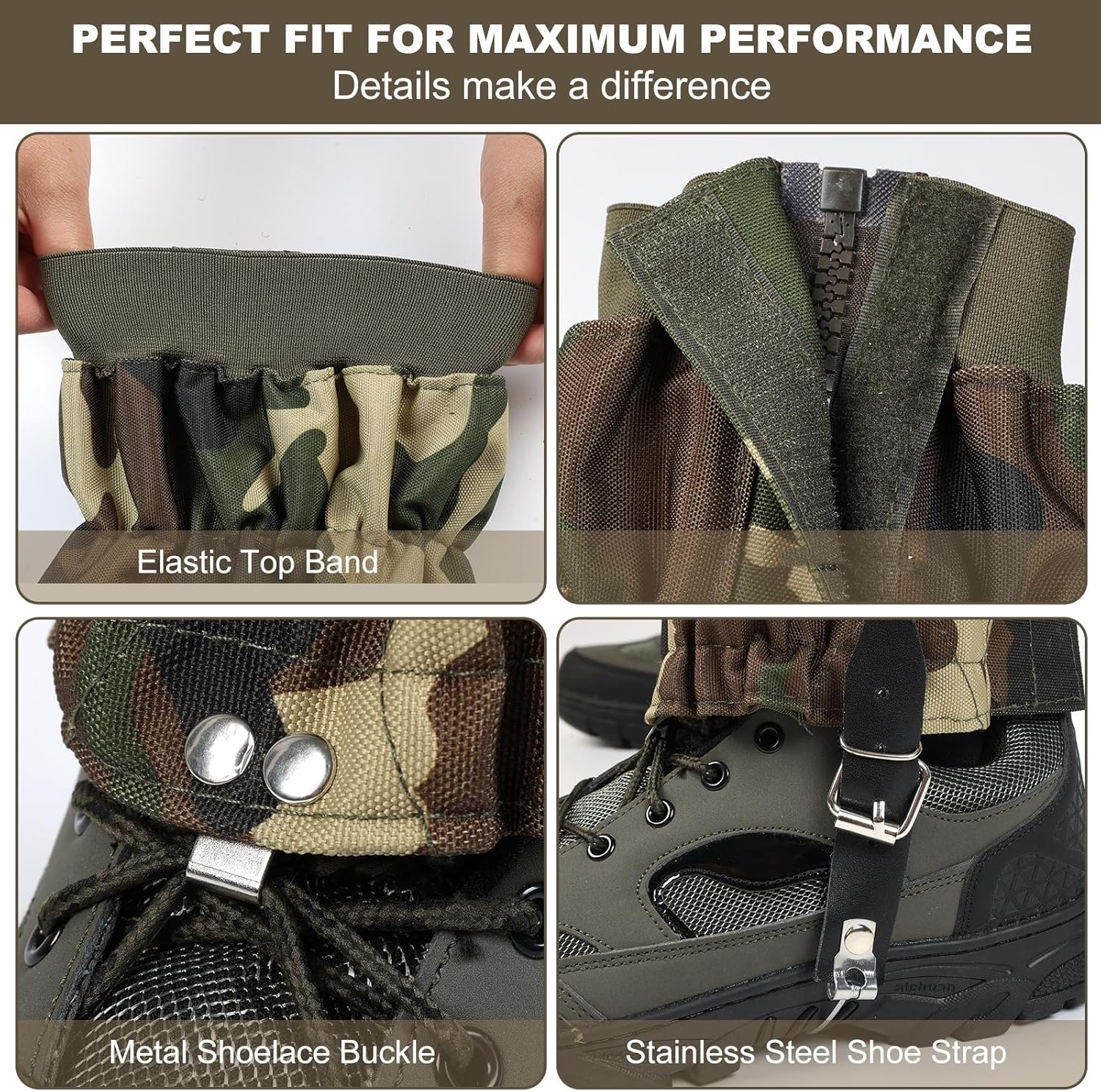 Snake Gaiters for Men Women Adjustable Waterproof Gators for Hiking Boots Lightweight Hunting Snake Guards for Lower Legs Snake Bite Proof Leggings Chaps