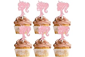 18pcs Pink Glitter Princess Girl Dessert Cupcake Topper Makeup Party Theme Decor Supplies