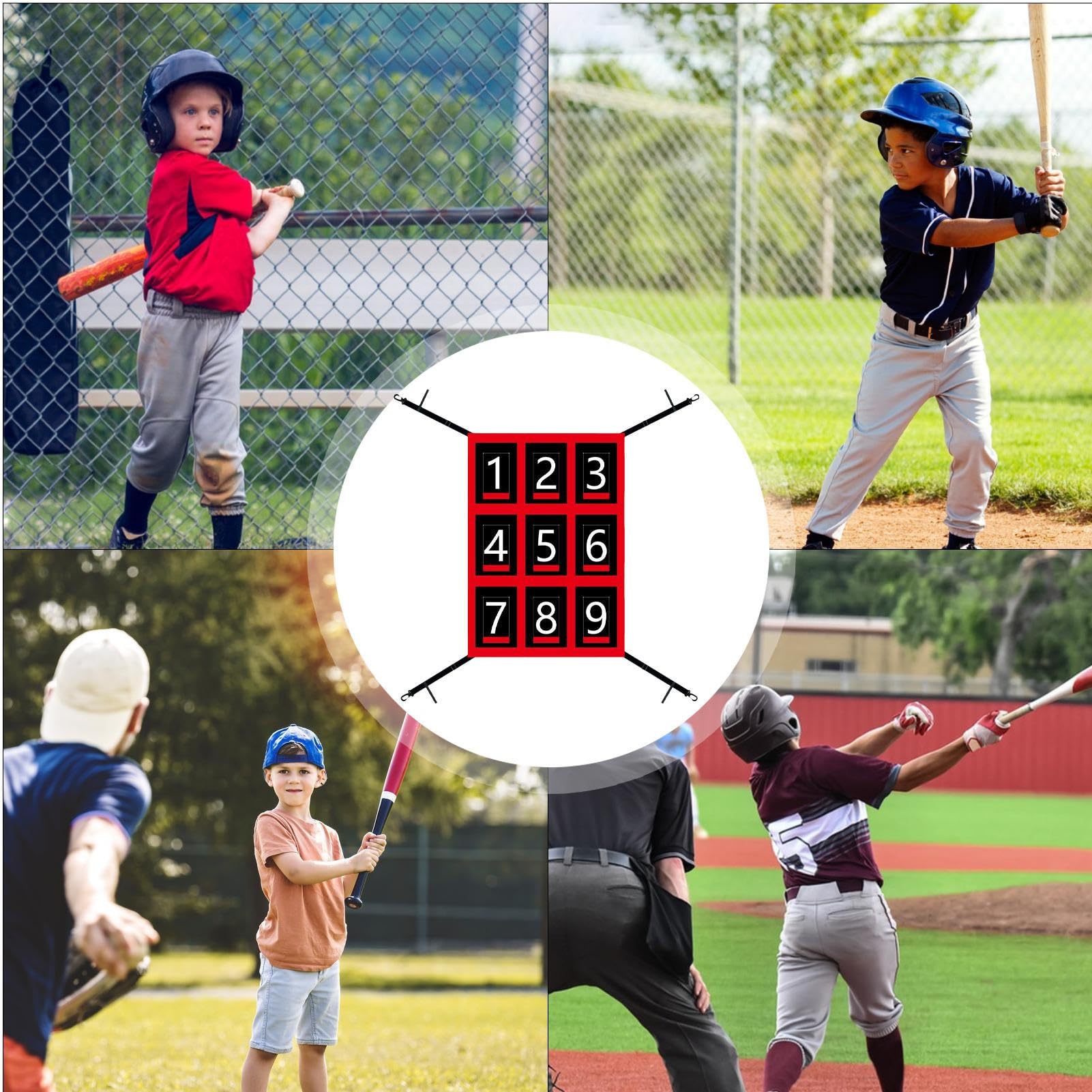 Rete da lancio con zona di colpo, bersaglio per allenamento rapido, 60 x 40 cm, design di costruzione e portabilità, per battuta da baseball e softball, per allenamento di precisione, archiviato
