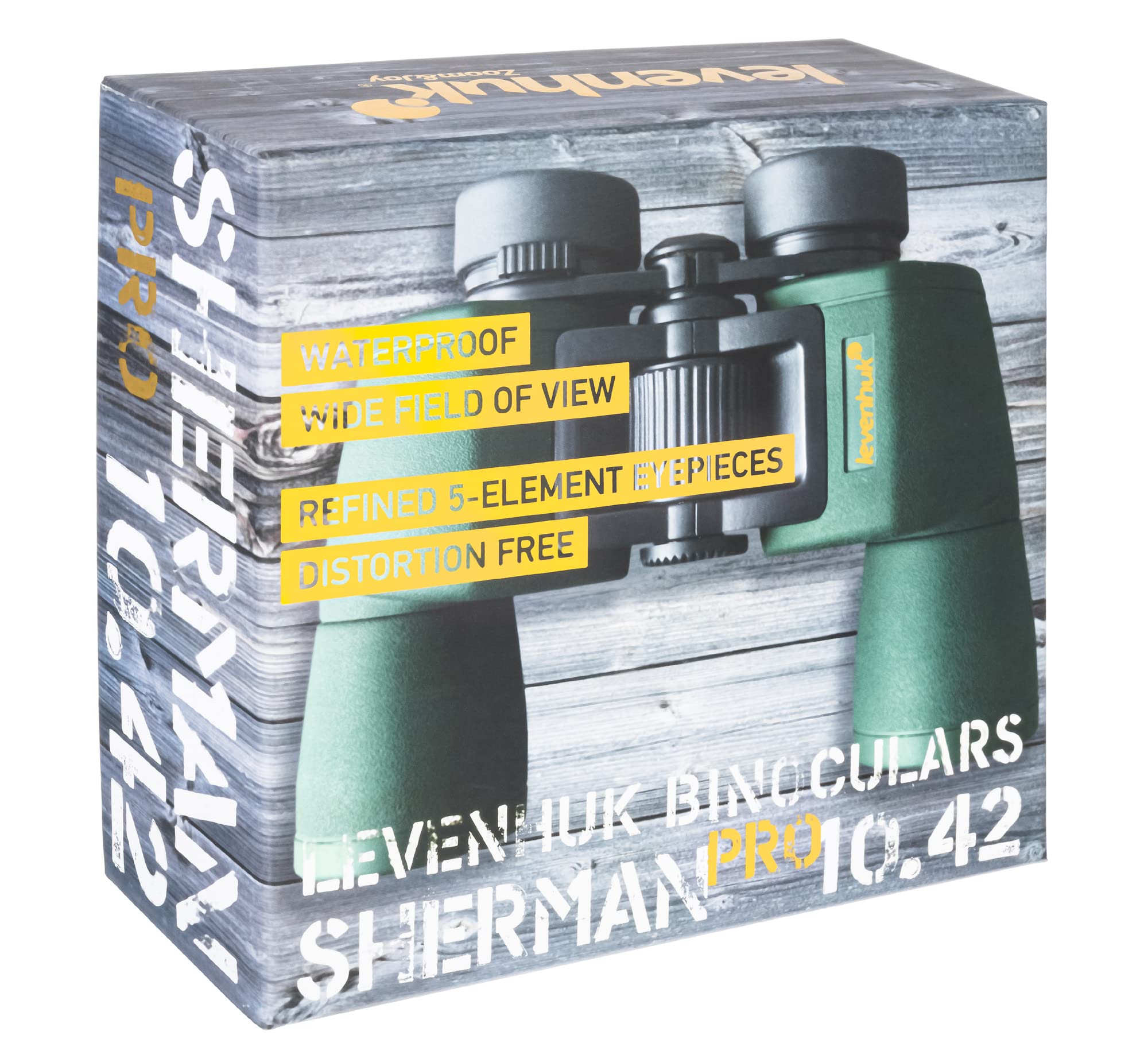 Binocolo Levenhuk Sherman PRO 10x42 con Ottiche Fully Multi-Coated e Oculari a 5 Elementi Dal Design Esclusivo | Prismi di Porro, Ottiche BaK-4 Multistrato, Antiappannamento, Ideale per Birdwatching, Caccia, Natura e Escursionismo