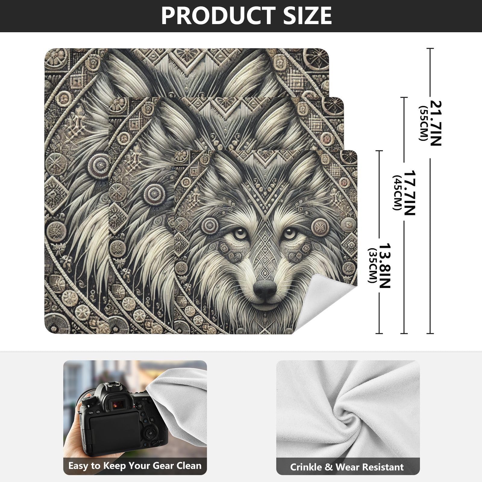 Joko Ivery Vintage Wolf Head Beige Camera Lens Wrap 21.7