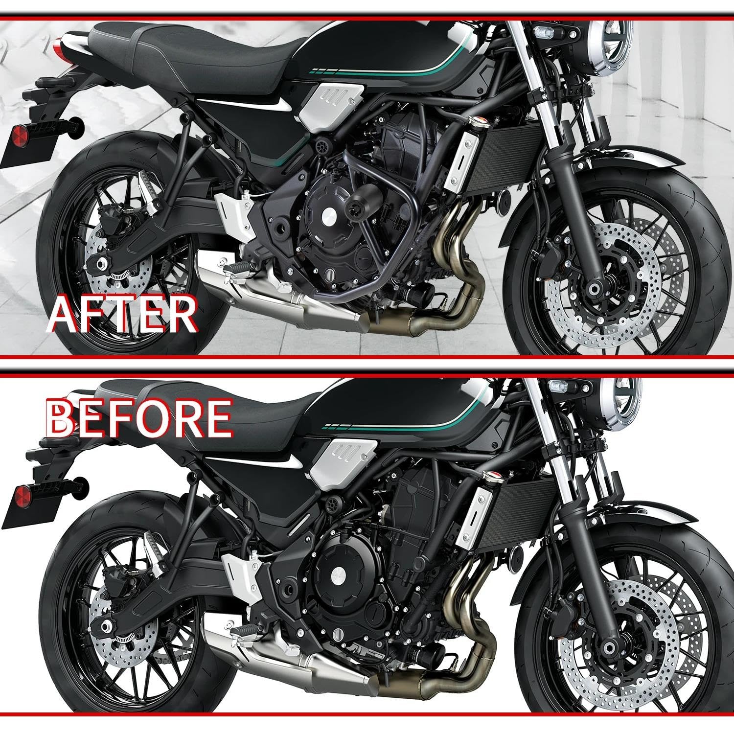 Protector De Motor HABRAT | Barras De Choque | Para Kawasaki Z650 Z650RS 2017-2023 | Acero Negro Resistente