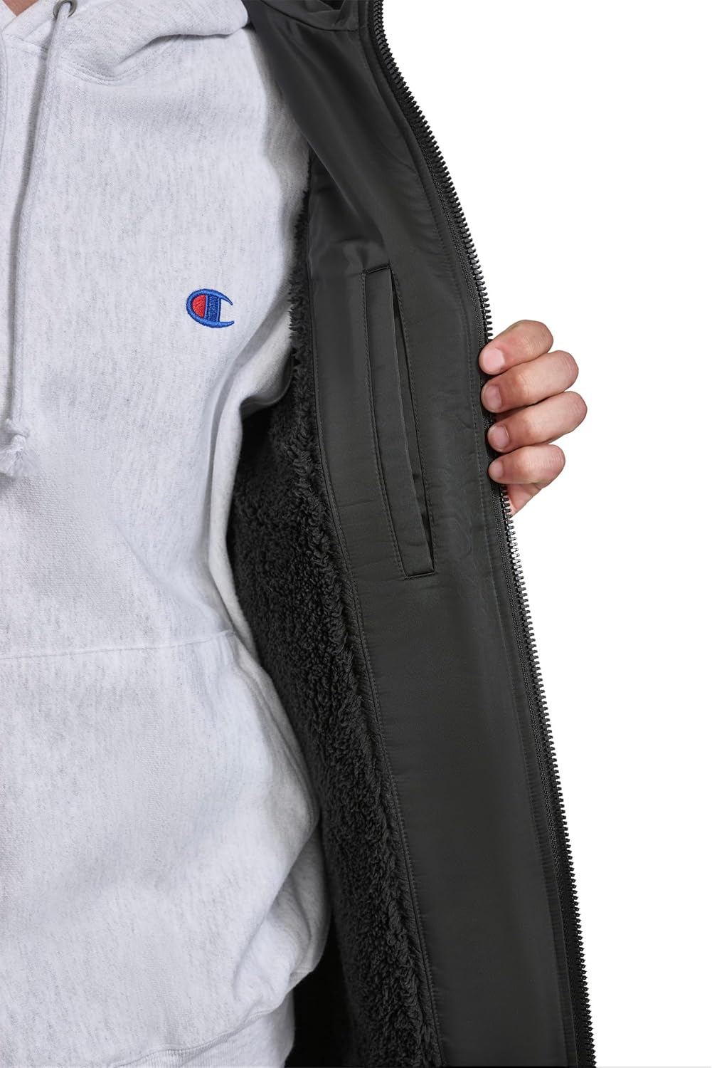 Champion mens Sherpa Lined Mid-length Sideline Jacket With Hood - Image 6