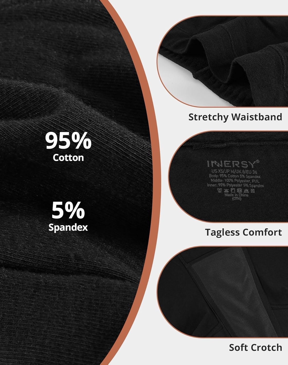 INNERSY Women's Heavy Flow Period Boyshorts Underwear High Waisted Menstrual Panties Hold 4 Tampons - Image 5