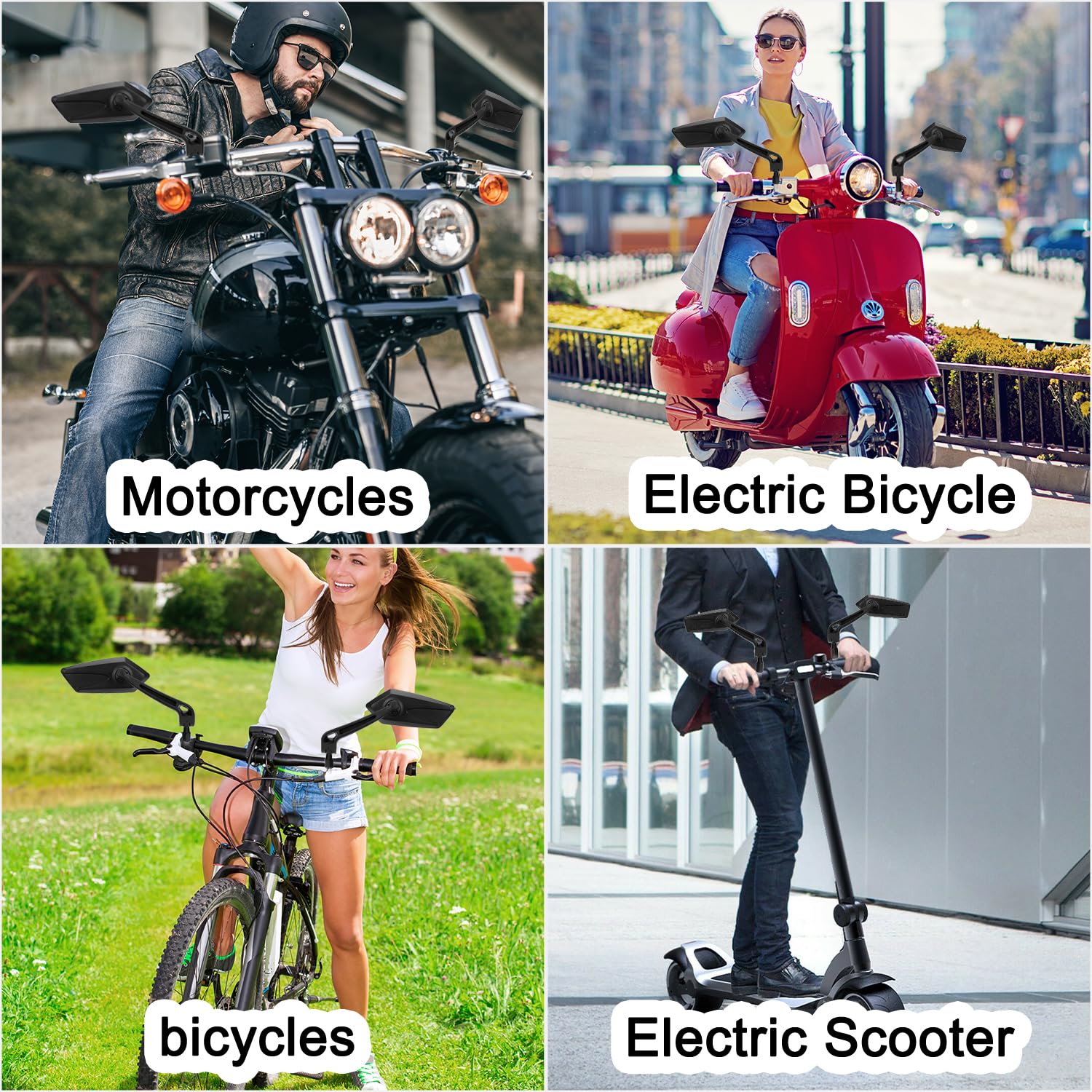WUBAYI Set di 2 specchietti retrovisori di sicurezza regolabili a 360° per manubrio di bicicletta, vetro HD antiriflesso, resistente alle vibrazioni e durevole, adattamento universale 21-32 mm (MTB