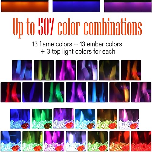 Miniatura 6 de Benrocks Calentador de chimenea eléctrico inteligente de 60 pulgadas de ancho, chimenea sintética empotrada y montada en la pared con control remoto