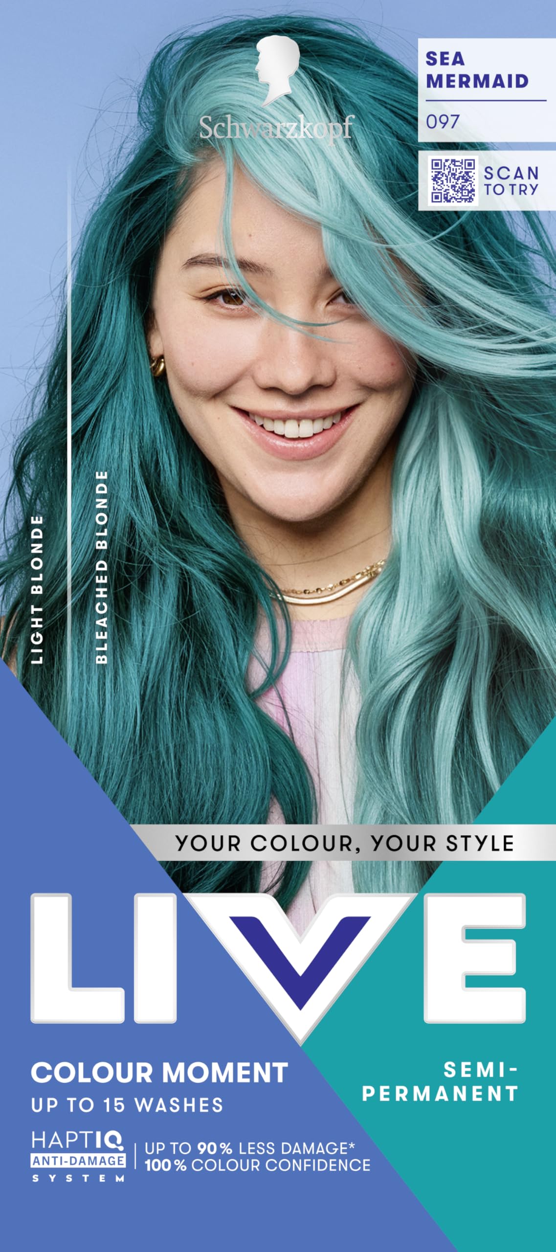 Schwarzkopf LIVE Colour Moment Hair Dye, 097 Sea Mermaid
