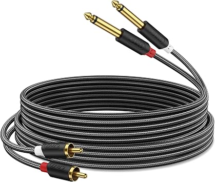 J&D RCA to 1/4" Stereo Audio Interconnect Cable, 6 Feet