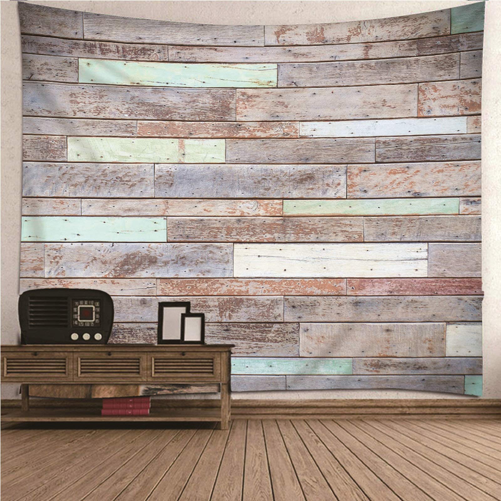 Tapiz de pared KnSam texturizado de madera marrón 150x150cm: calidez en poliéster para tu hogar
