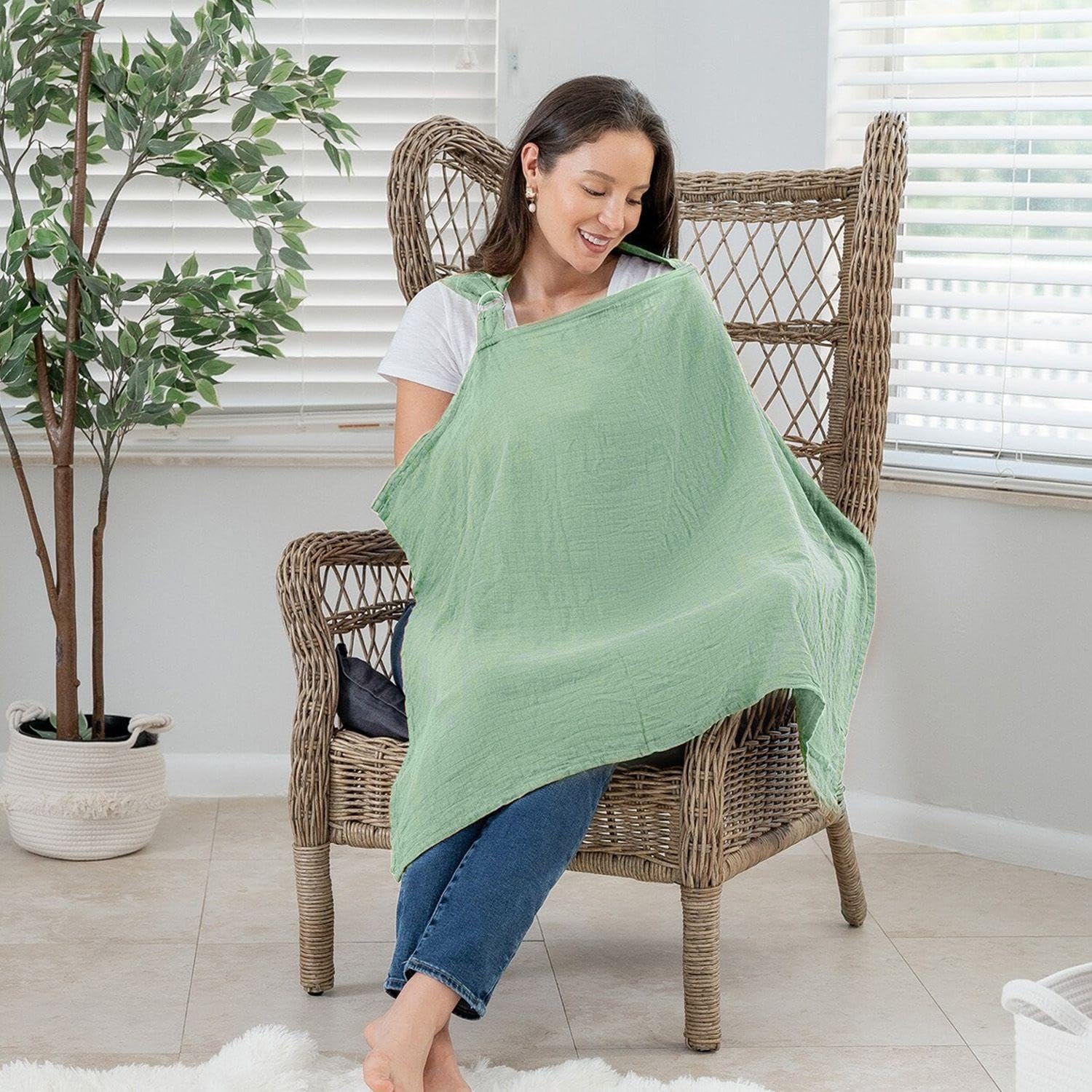 OODJVN 1 Piece Of Out-Of-Home Nursing Gauze, Cotton Breathable Nursing Shawl, Adjustable Multifunctional Nursing Towel - Image 4