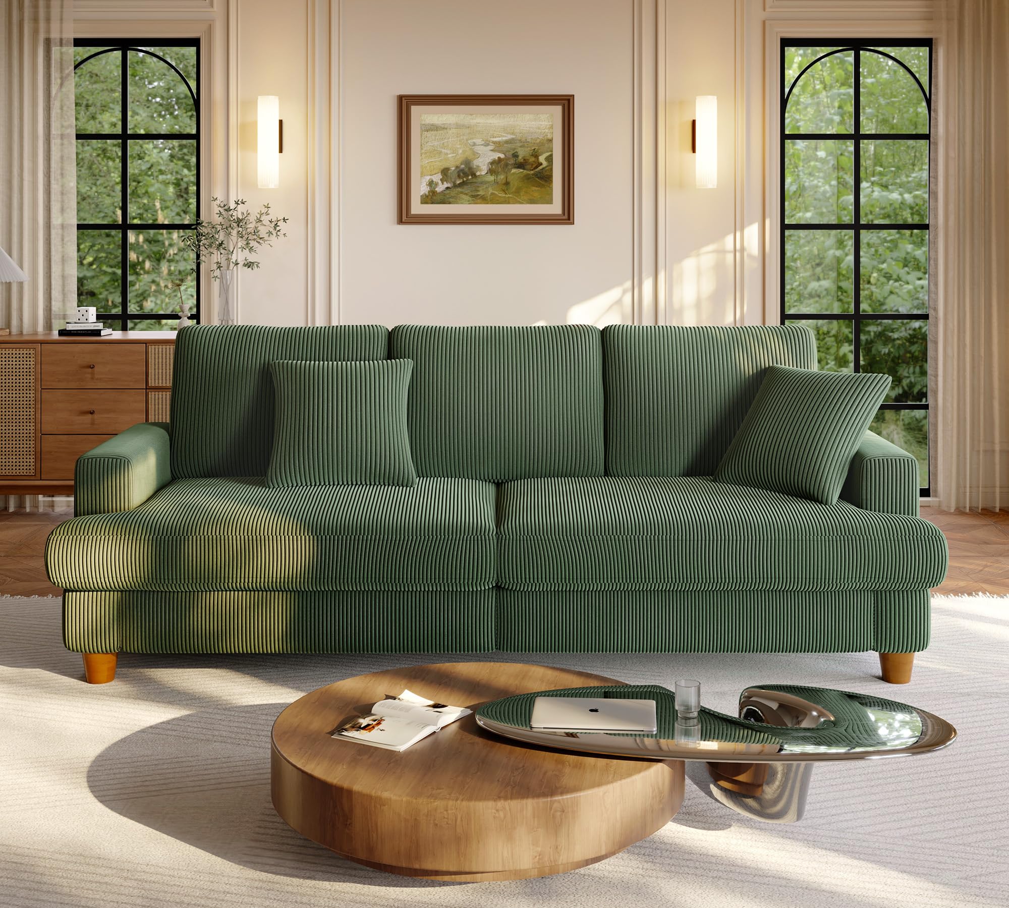 87 2 Couches for Living Room Comfy Green Couch 7 5 Extra Thick Cushion Sofas for Living Room